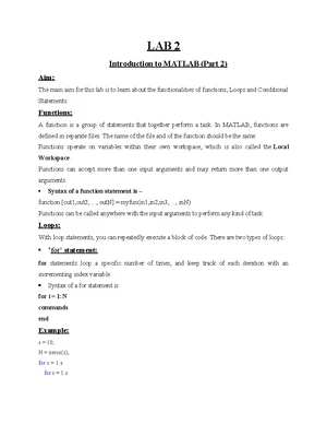 LAB 1 - Introduction to MATLAB: Commands and Basic Operations - Studocu