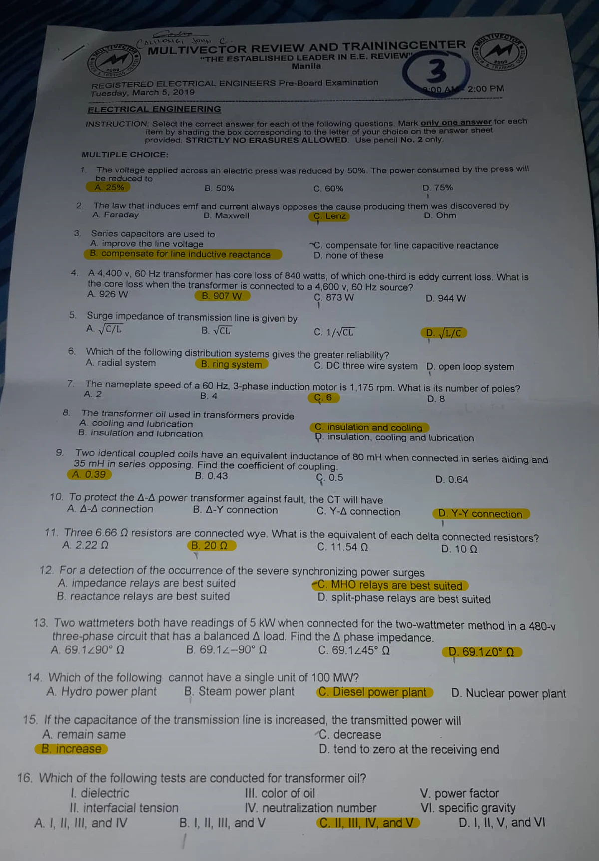 Questions ON RA 7920 AND REVIEWER - Electrical Engineering - University ...