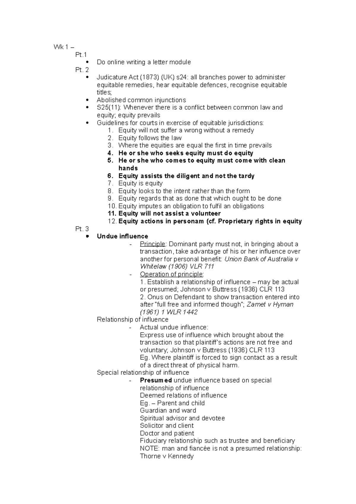 Equity and Trusts Lecture Notes - Key Principles and Cases - Studocu