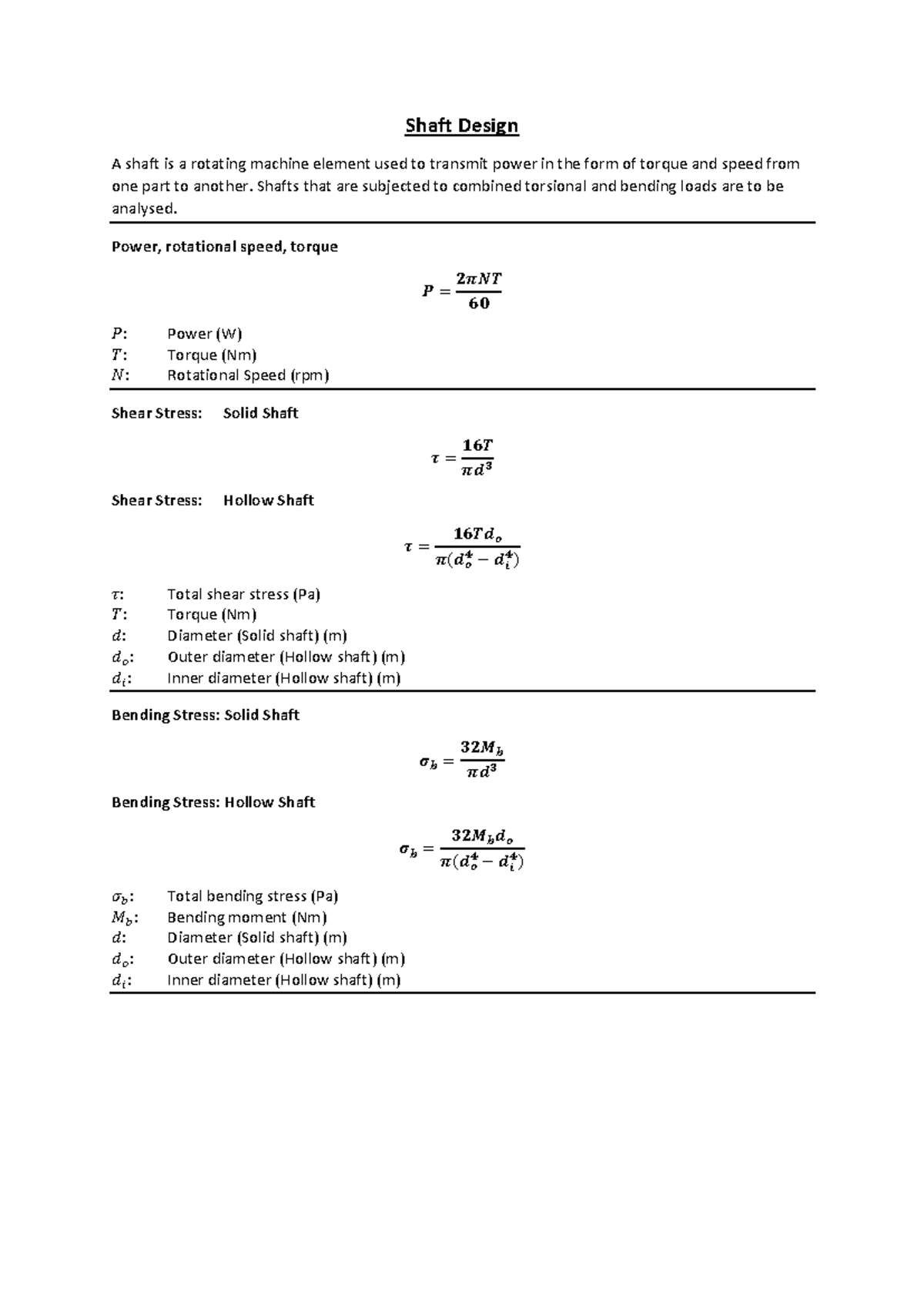 Shaft Design Analysis for Machine Design III - Studocu