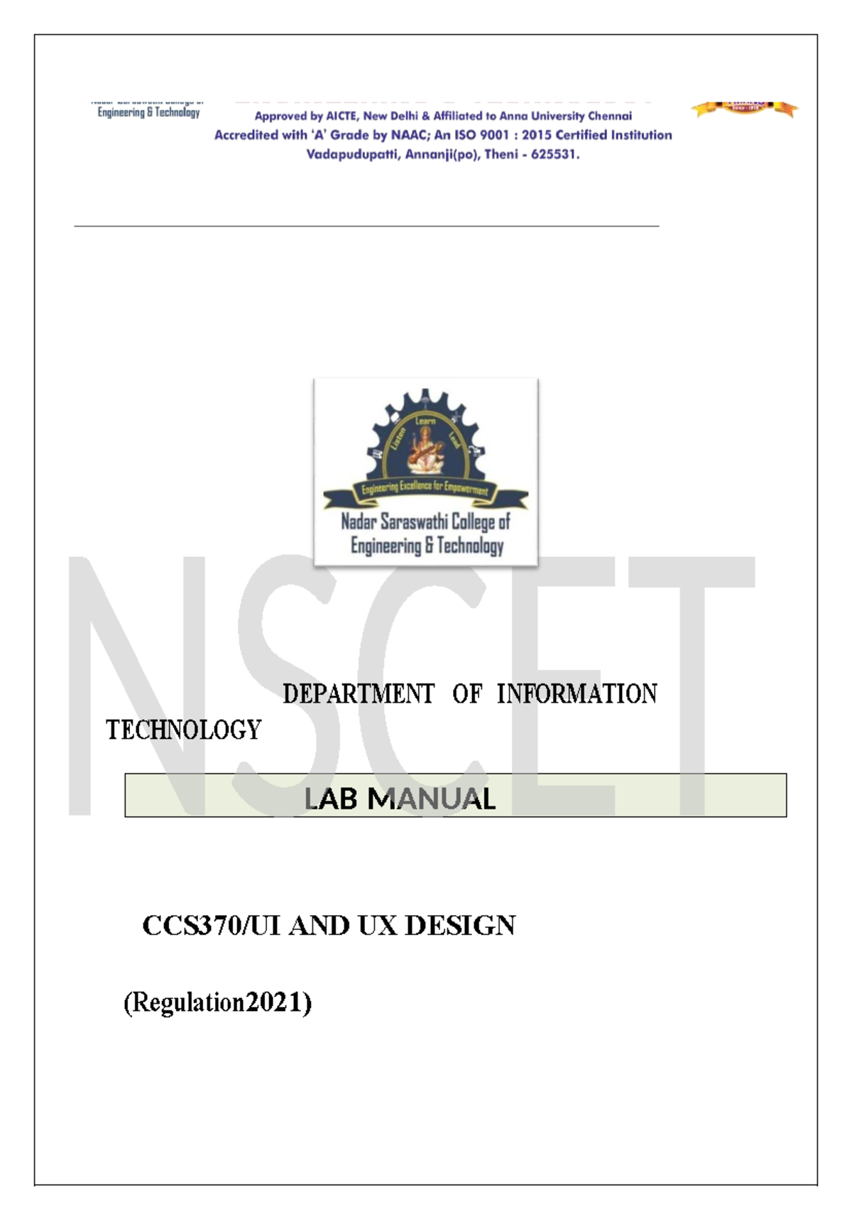 UI/UX Design Lab Manual (CCS370) - Regulation 2021 Notes - Studocu