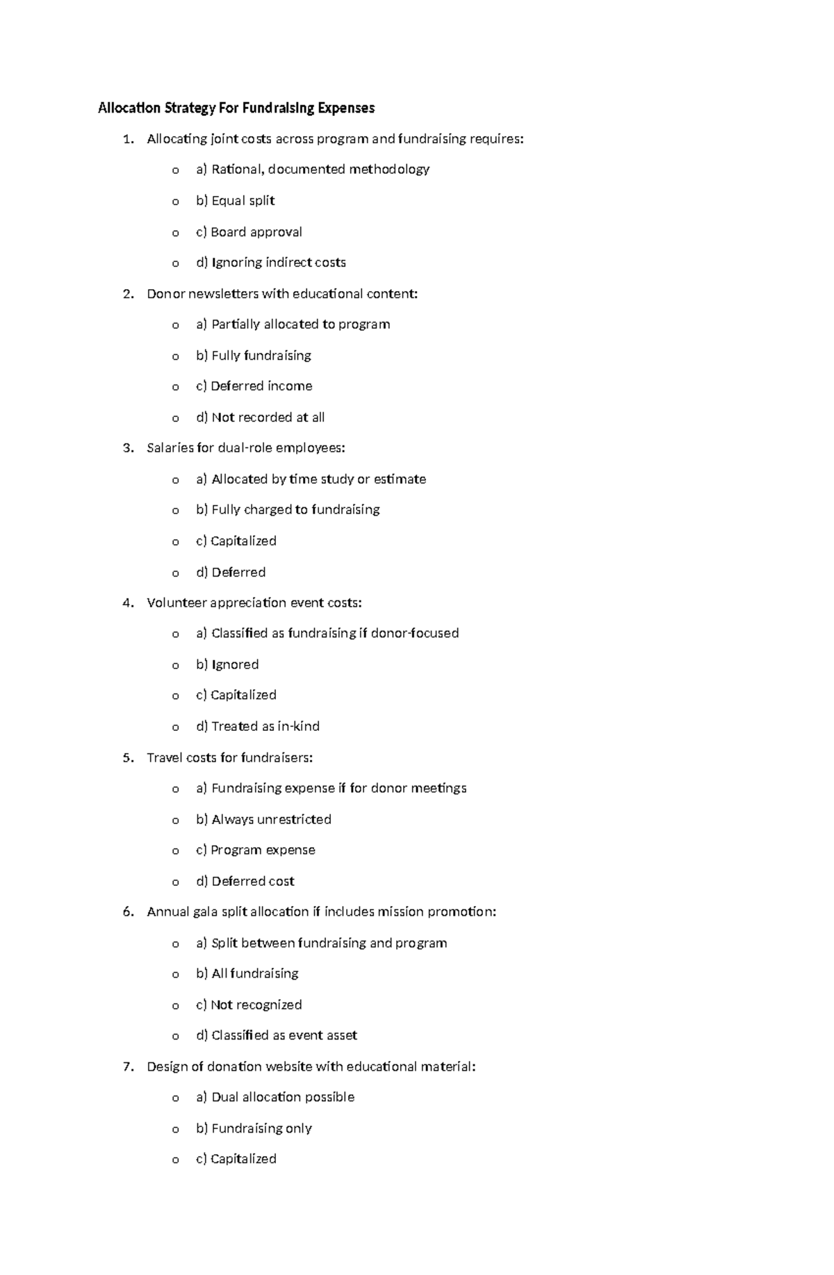 Allocation Strategy for Fundraising Expenses: Key Considerations - Studocu