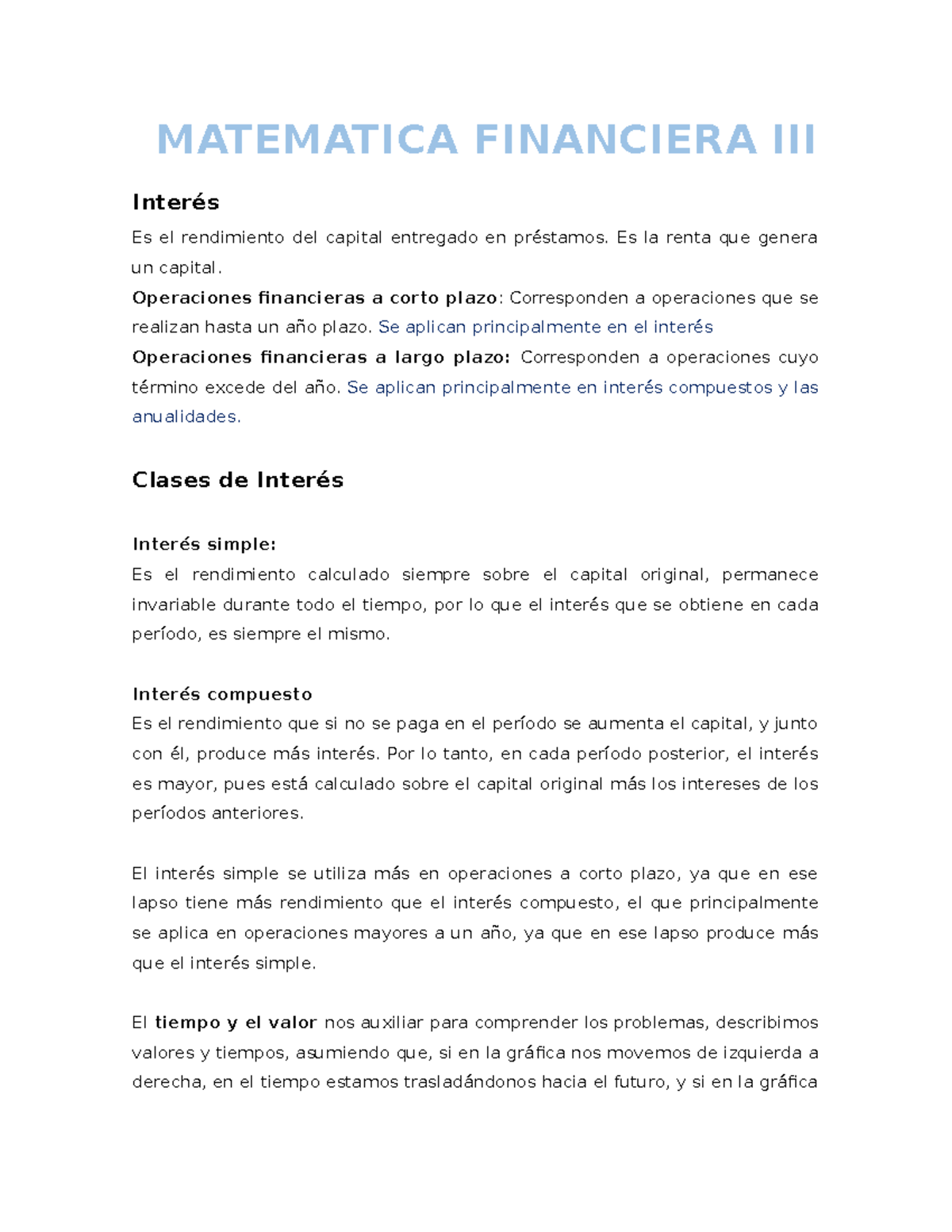 Interés Simple y Compuesto en Matemáticas Financieras III - Document Preview