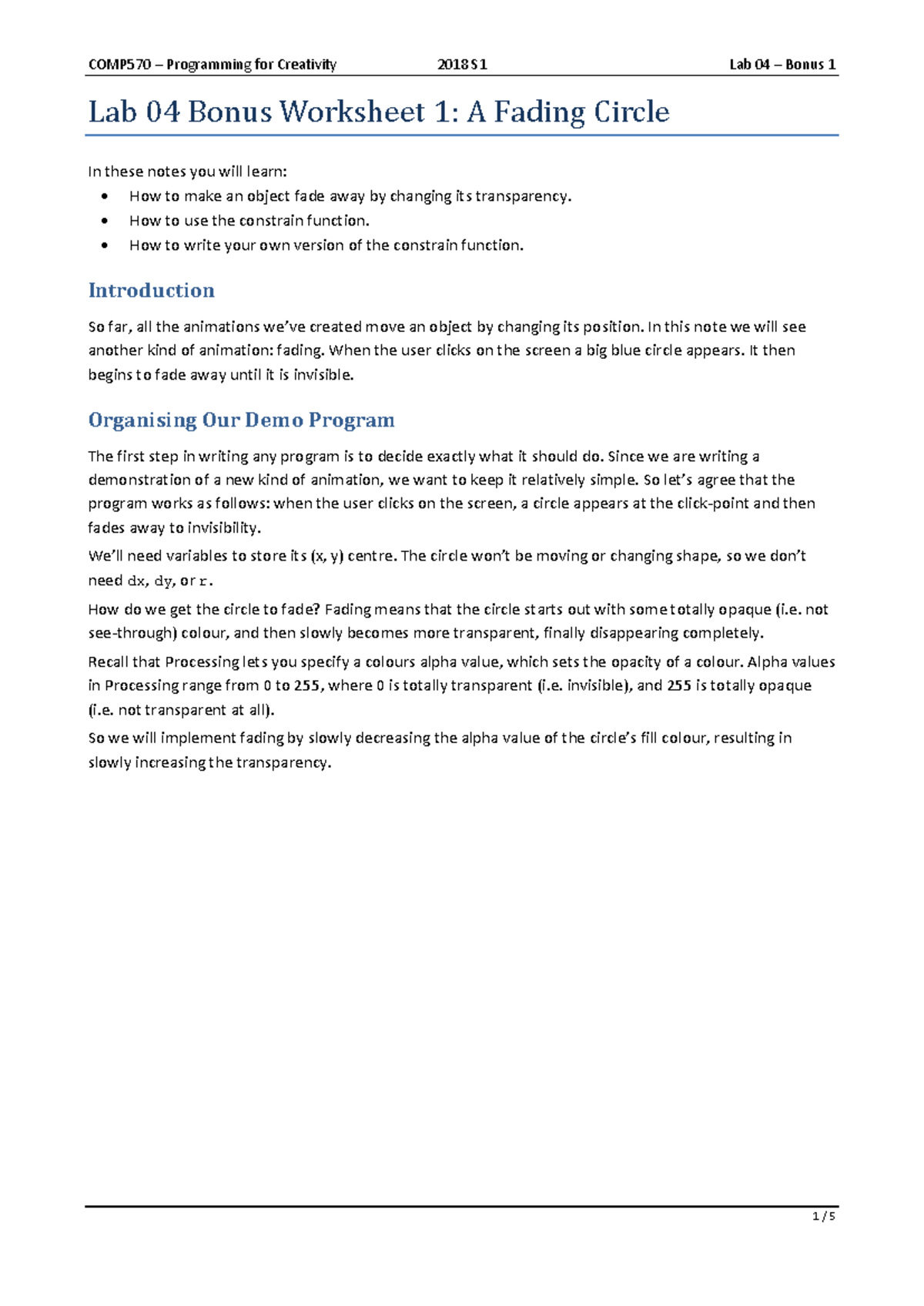comp570 Programming Lab exercise week 4 bonus - Programming for ...
