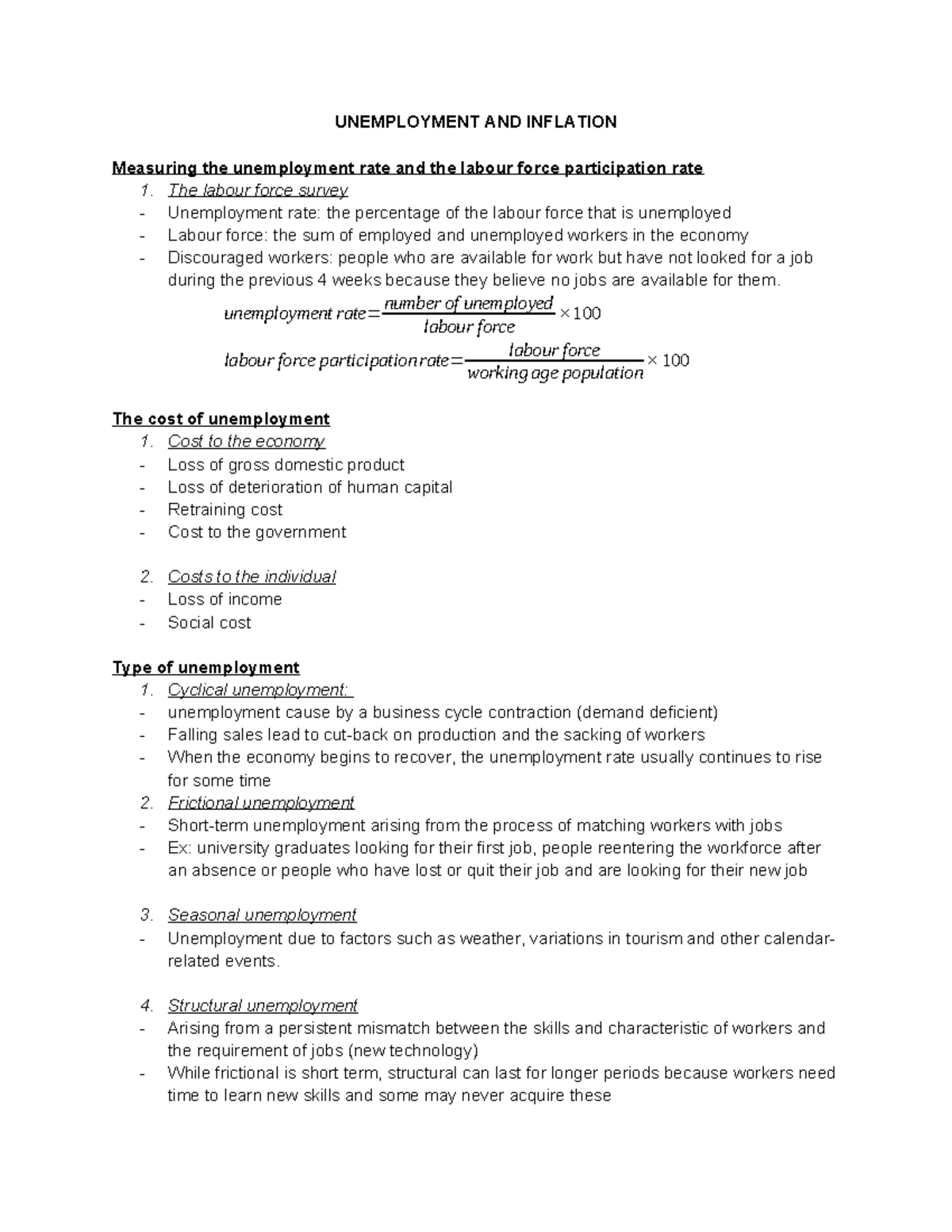 Unemployment AND Inflation - UNEMPLOYMENT AND INFLATION Measuring the ...