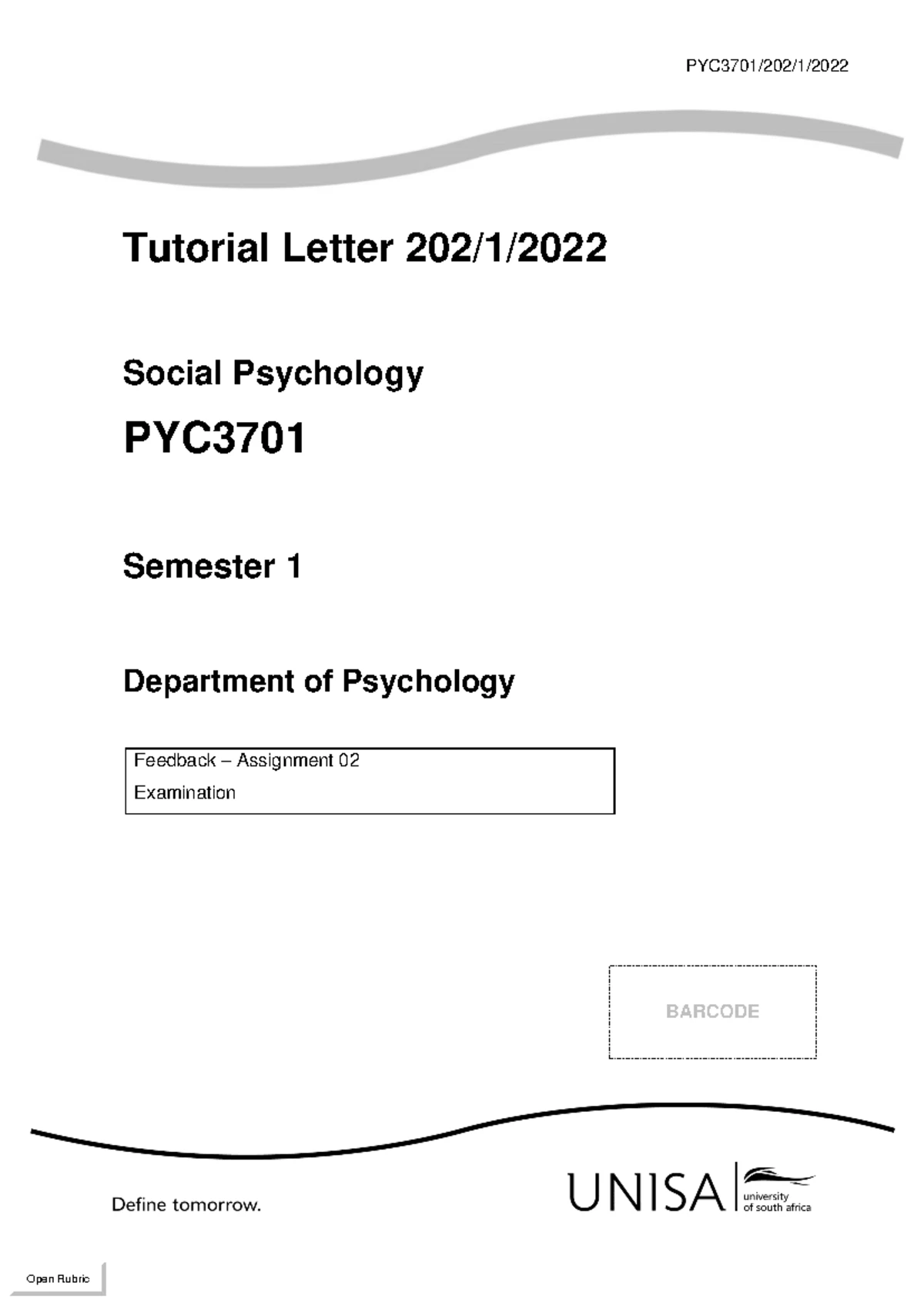 PYC370 Tutorial Letter 102: Guidelines for Online Examination 2024 ...