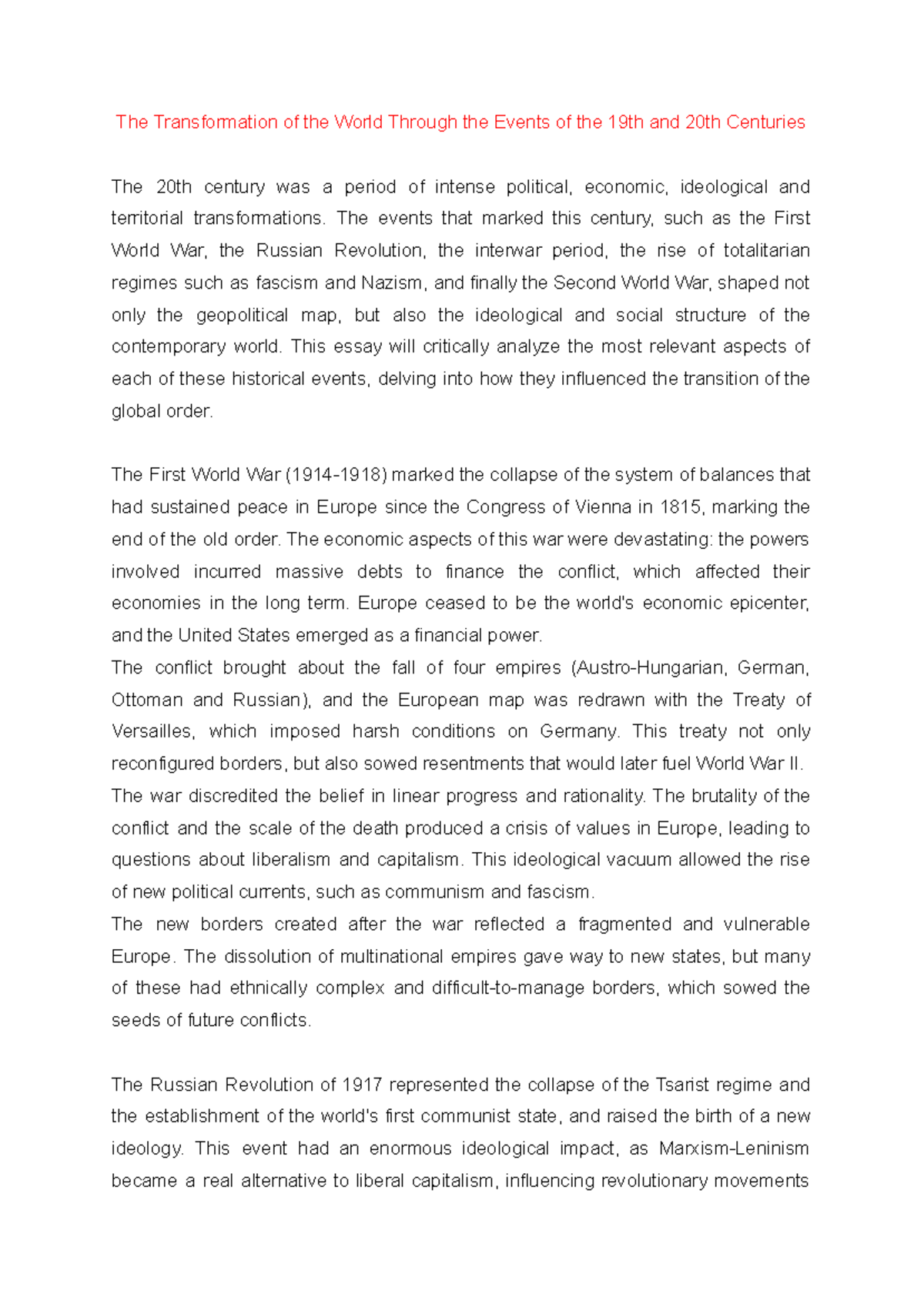 Evidence 2 - Contemporary World - The Transformation of the World ...