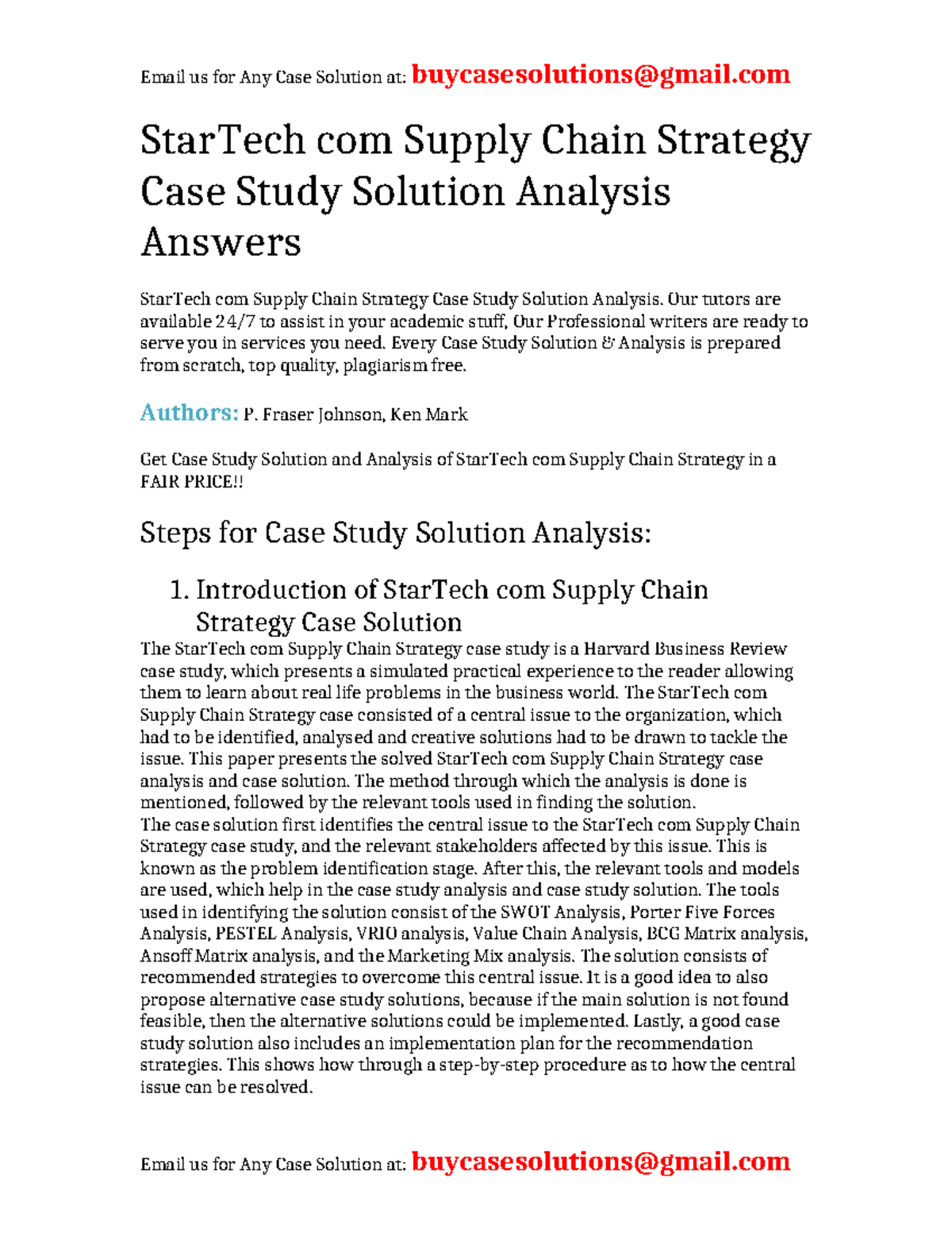 Case Study Solution: StarTech com Supply Chain Strategy Analysis - Studocu