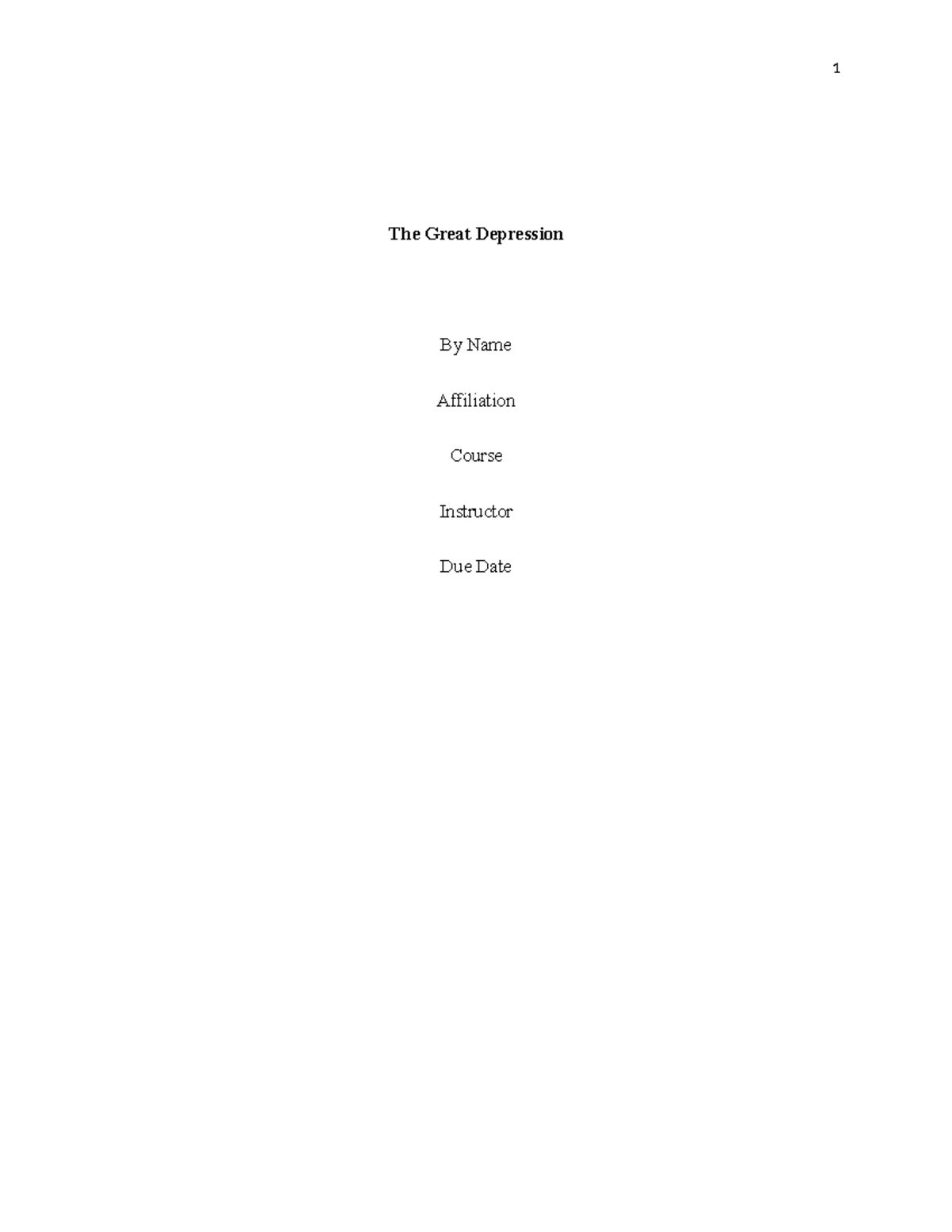 The Great Depression: Causes and Effects - Course Analysis - Studocu