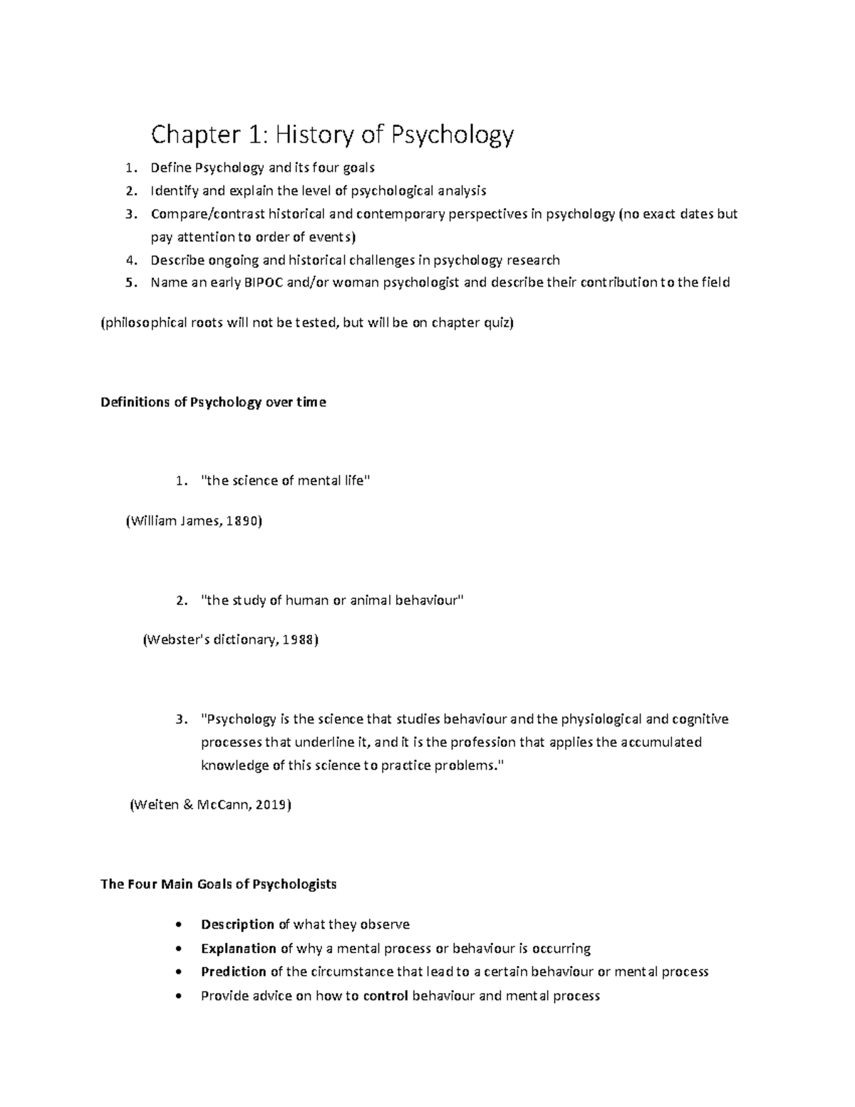 Chapter 1: Overview of Psychology's Evolution and Key Concepts - Studocu