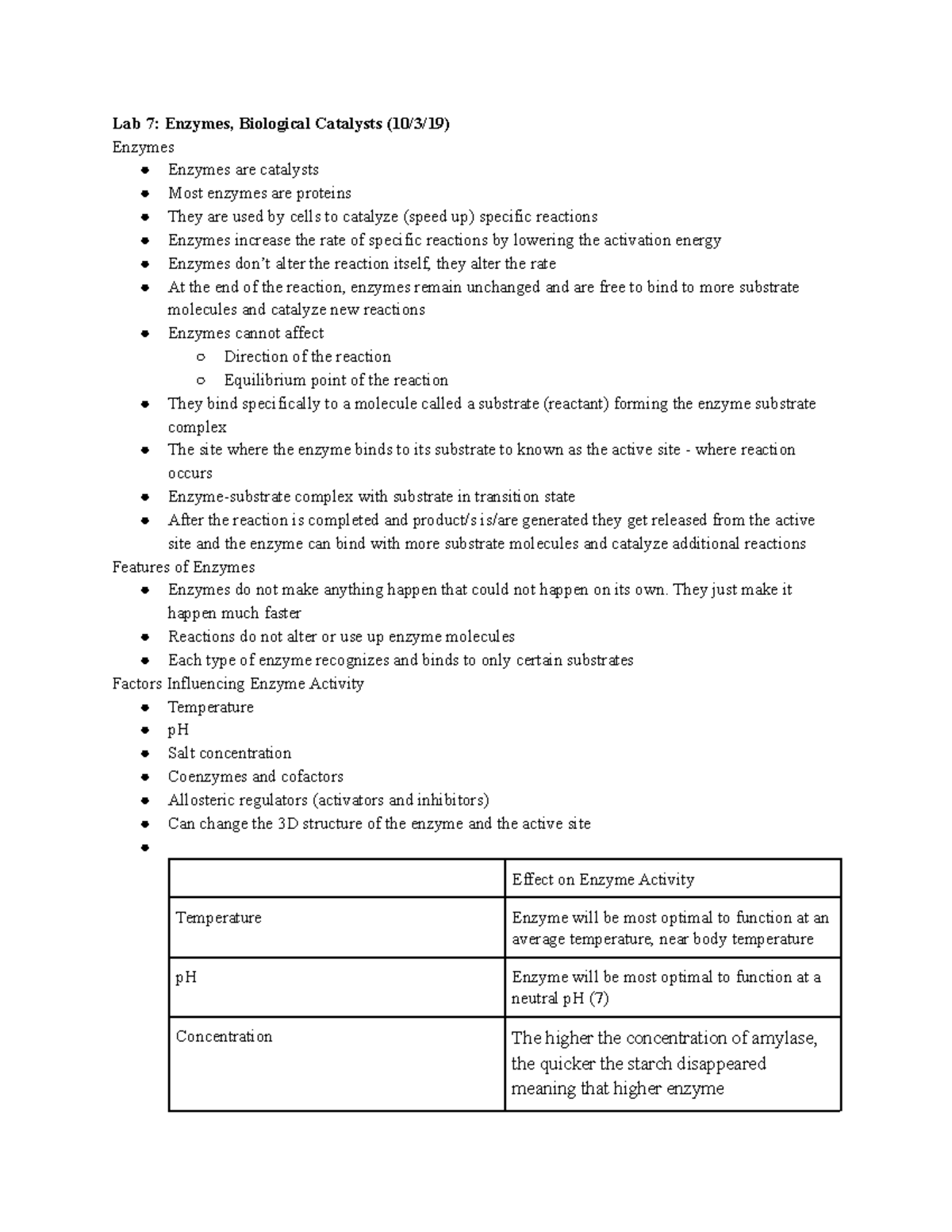 Bio Lab Exam #2: Enzymes, Respiration & Photosynthesis Review Notes ...