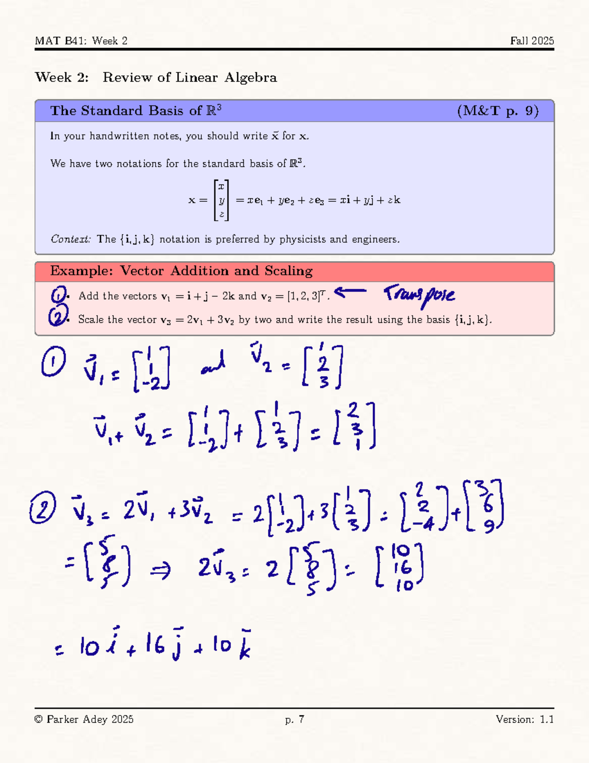 MAT B41: Fall 2025 Week 2 Lecture Notes on Linear Algebra - Studocu