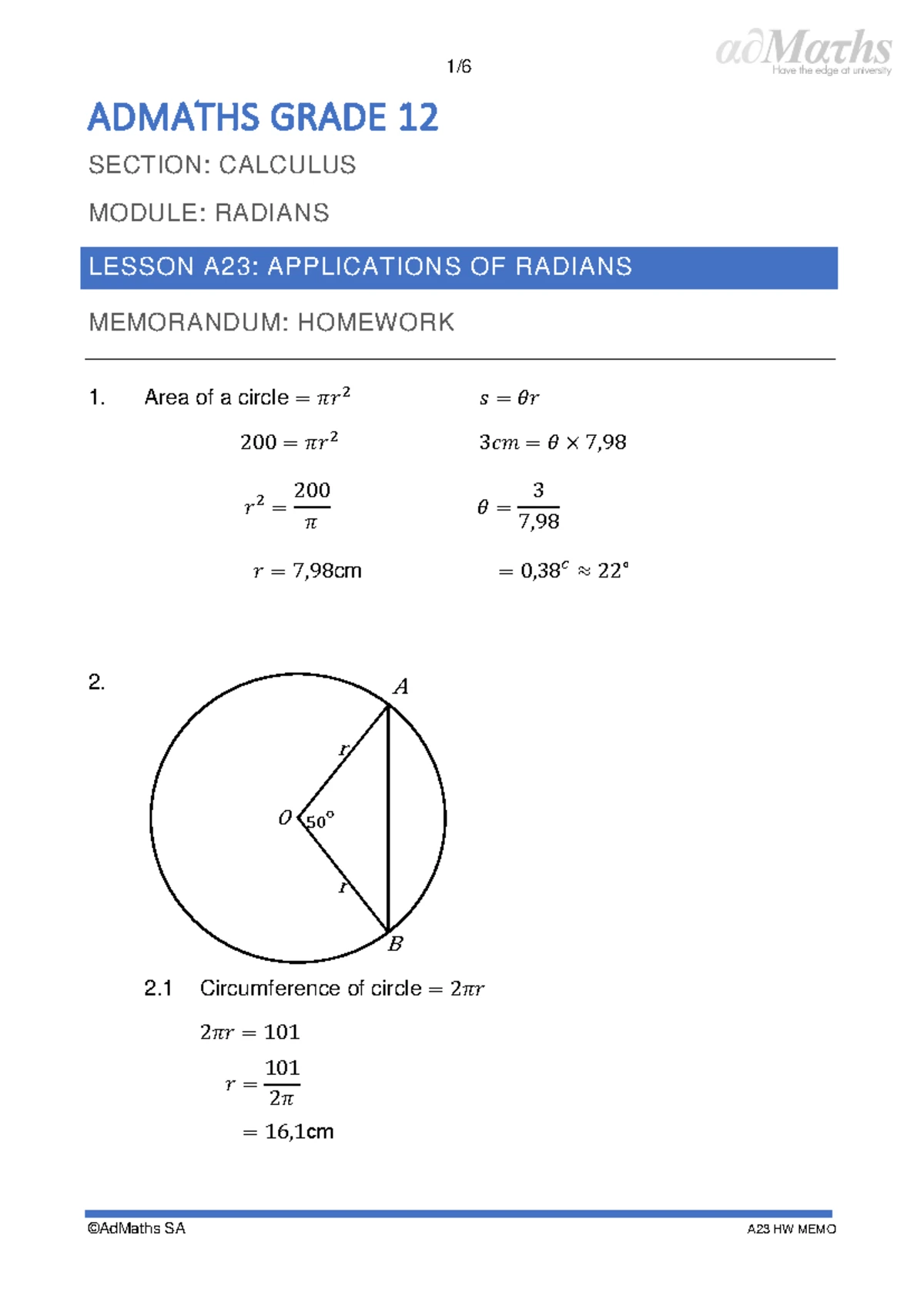 Grade 12 AdMaths A24: Laws of Logarithms - Memo & Exercises - Studocu