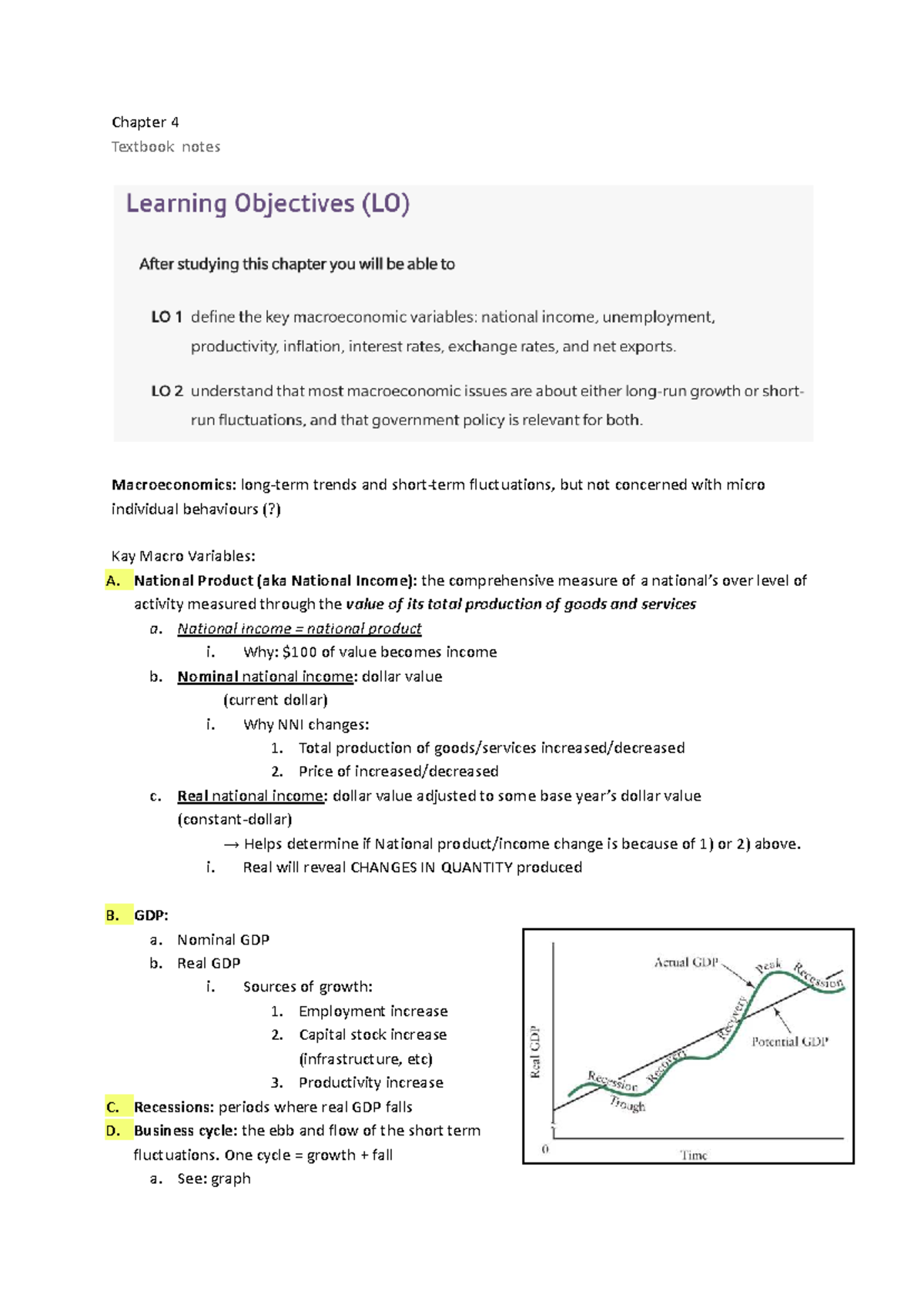ECON 209 Chapter 4: Macroeconomics Trends & Fluctuations Notes - Studocu