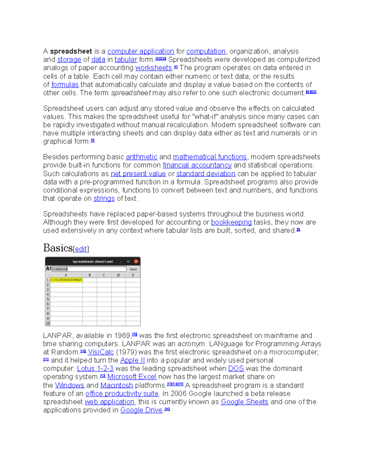Comprehensive Overview of Electronic Spreadsheet Applications - Studocu