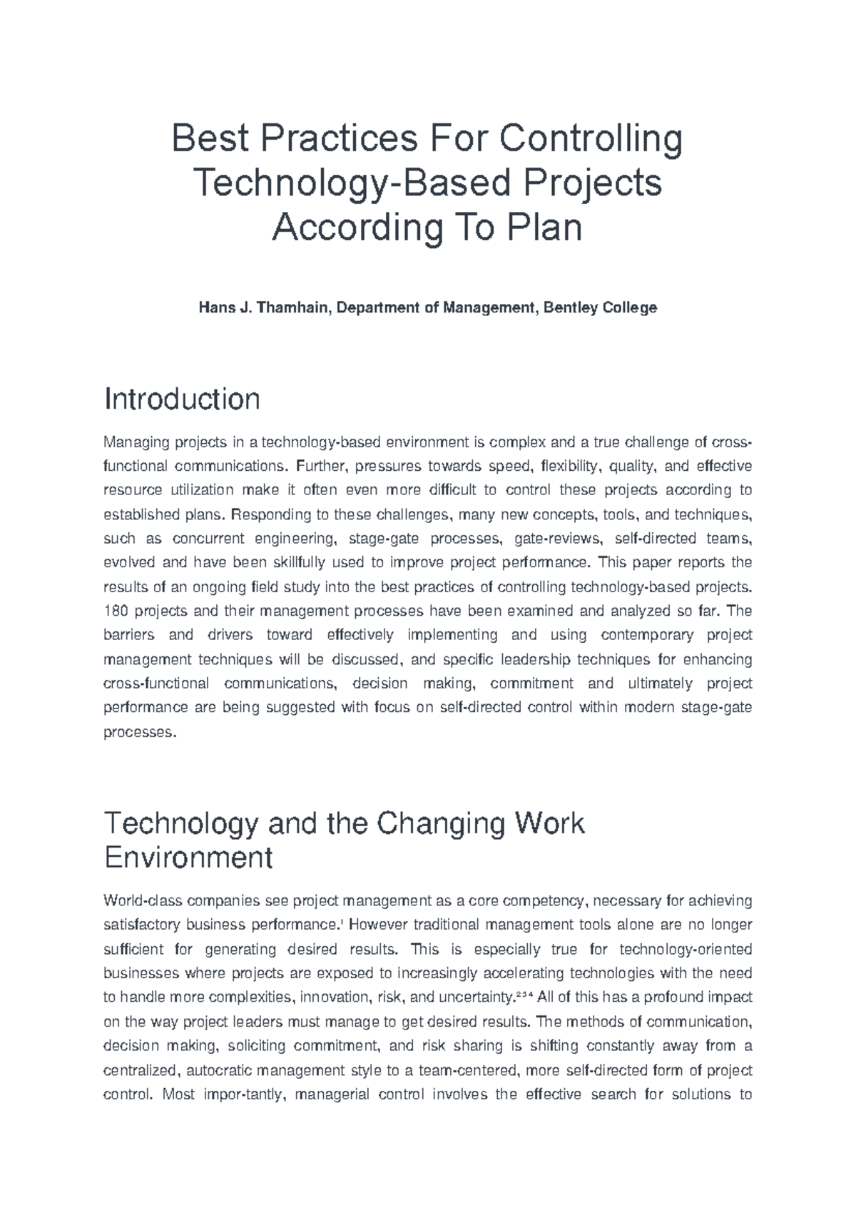 Wk 7 Best Practices for Controlling Tech-Based Projects - Studocu
