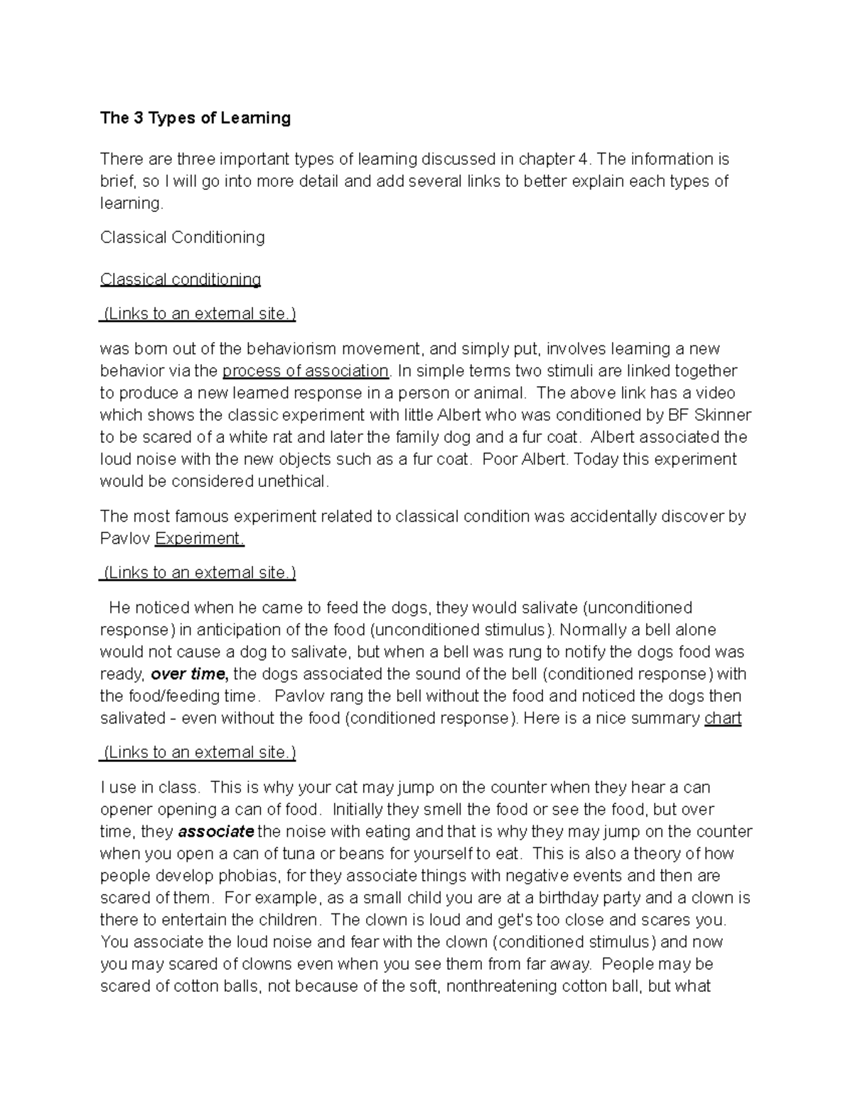 Psych - notes - The 3 Types of Learning There are three important types ...