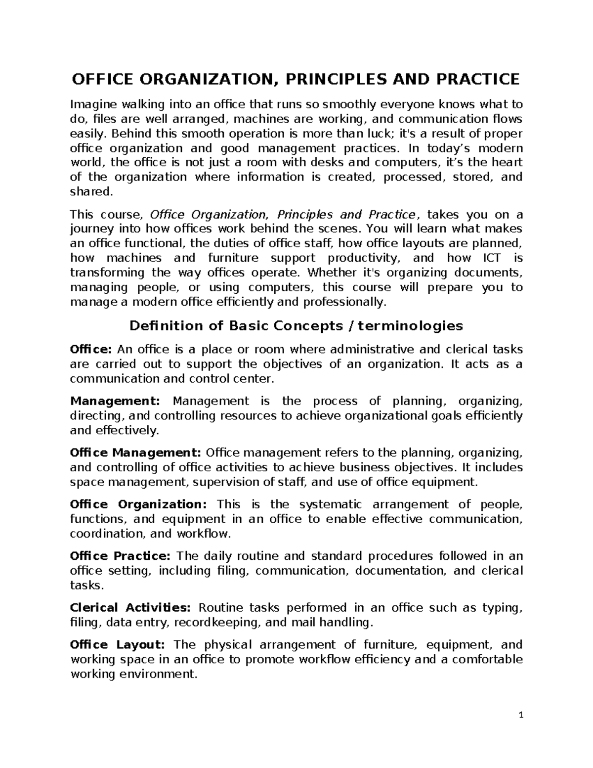 Office Organization: Principles & Practice Overview - Studocu
