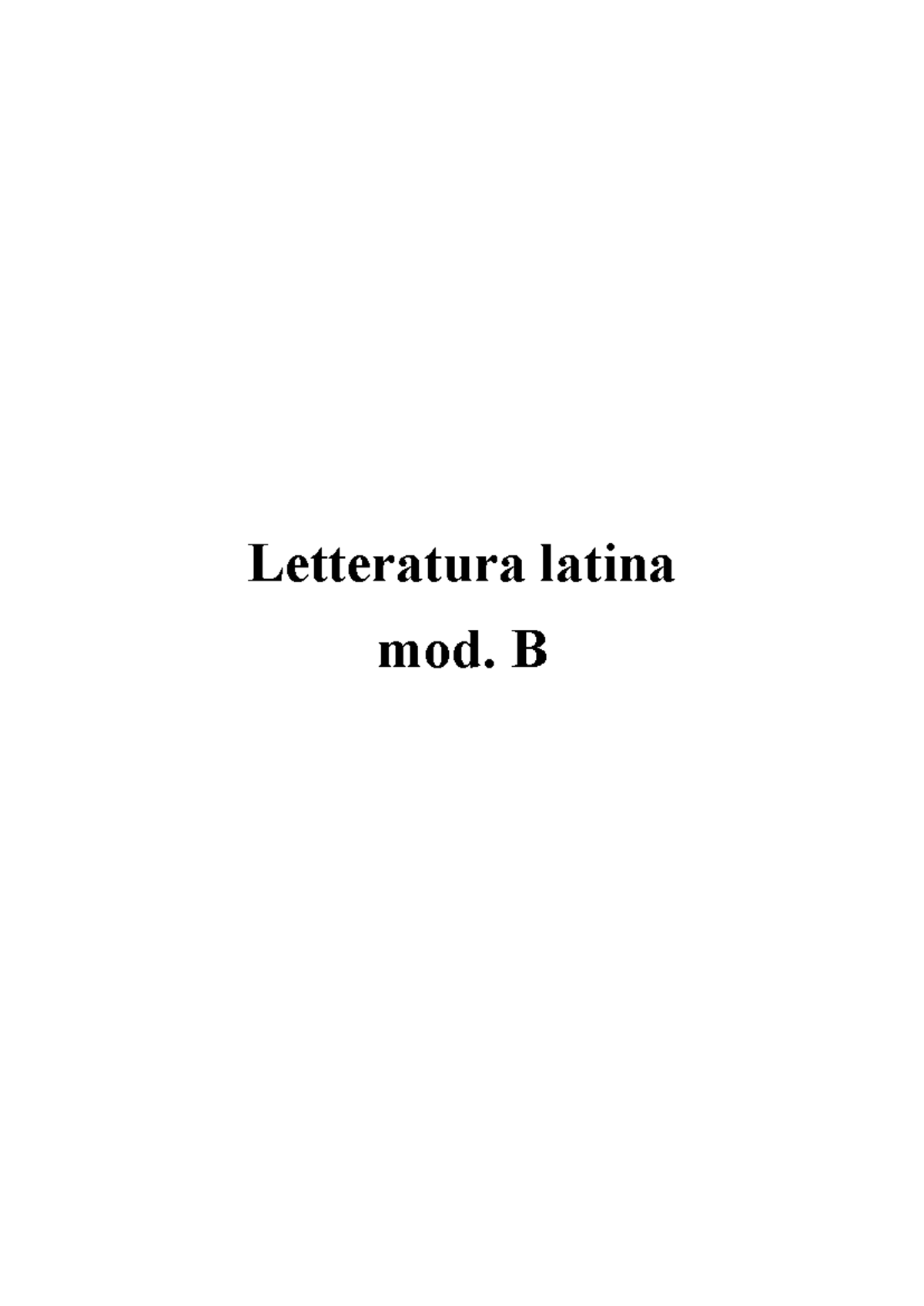 Letteratura Latina Mod. B: Analisi di Ovidio e i Tristia - Studocu