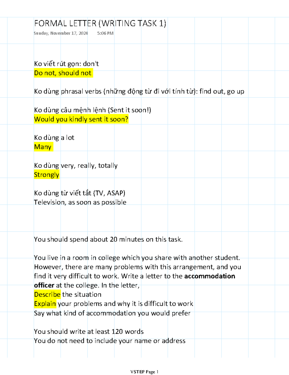 Formal Letter Writing Task 1 - VSTEP Guidelines and Examples - Studocu