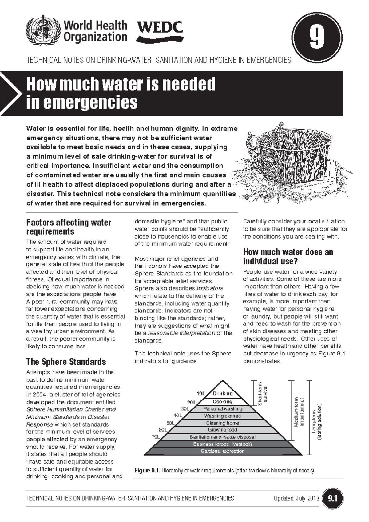 How Much Water is Needed in Emergencies - Technical Notes for WHO - Studocu