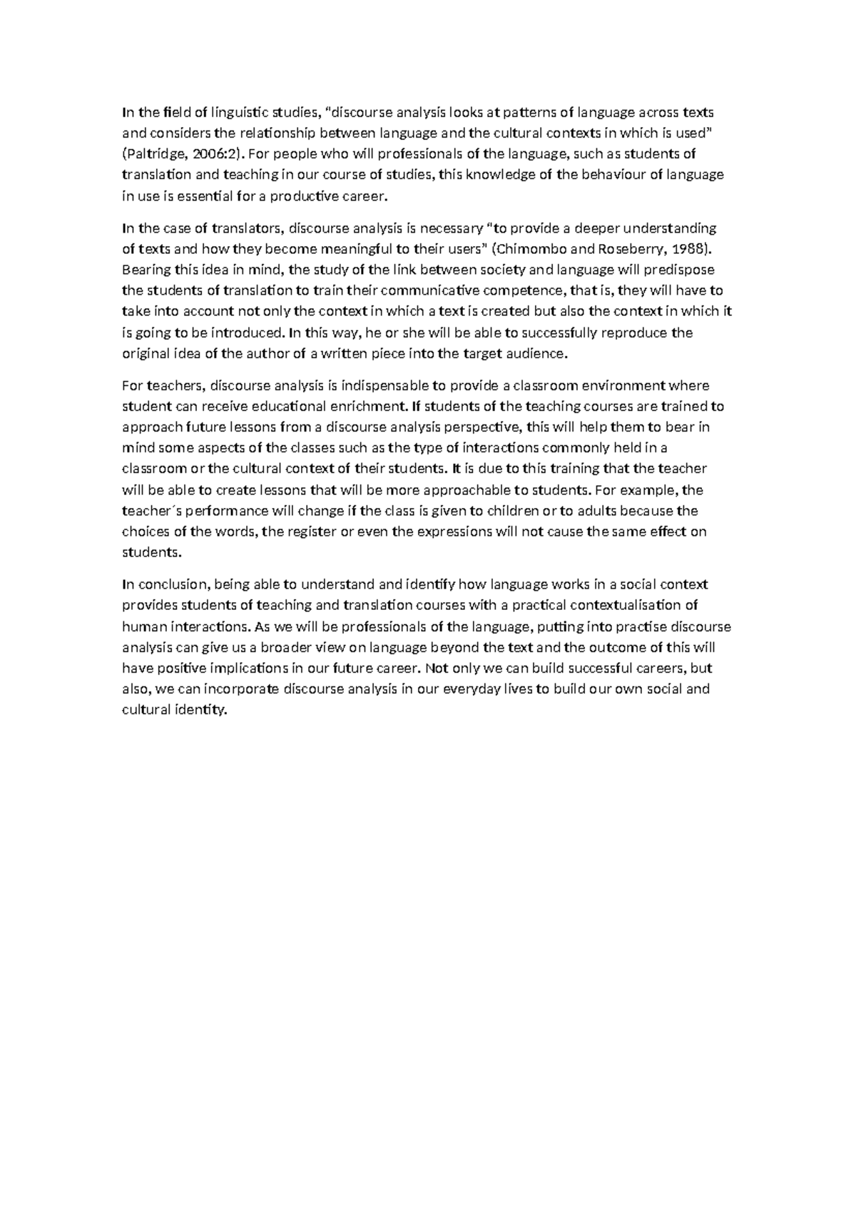 Sample Essay - Language Analysis in Context (3) - UNLP Fa HCE - Studocu
