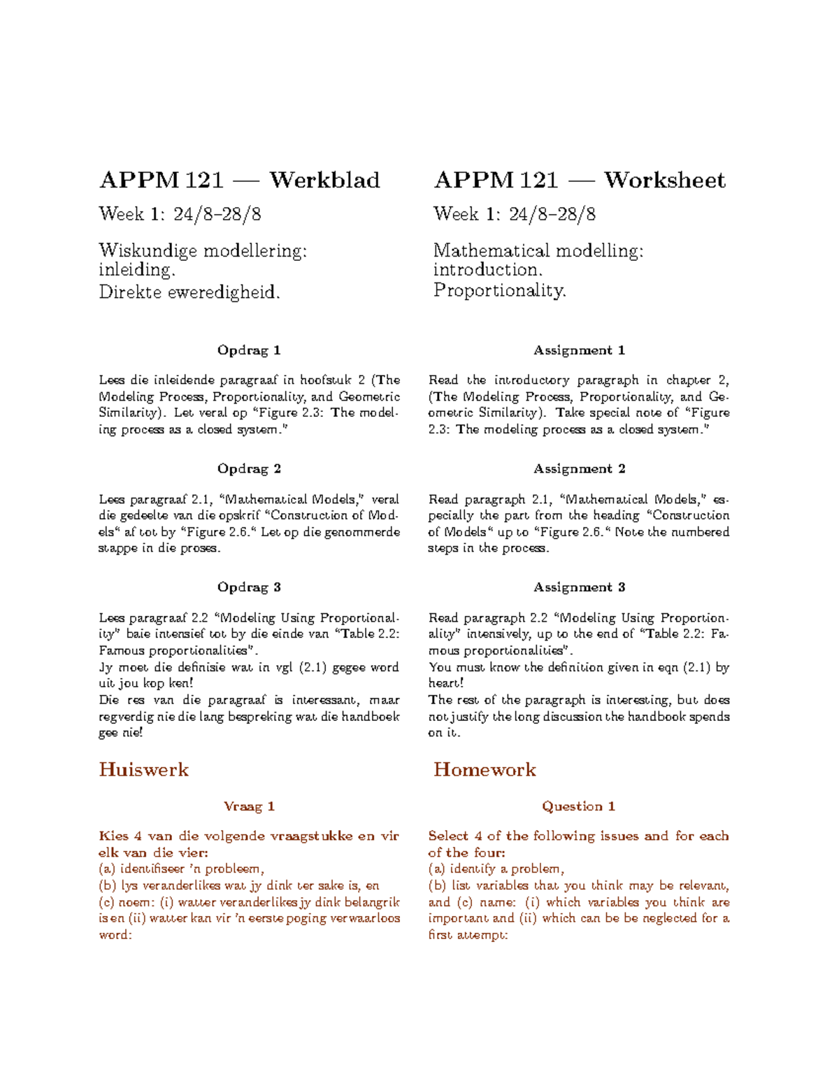 APPM 121 — Week 1 Worksheet on Mathematical Modelling - Studocu