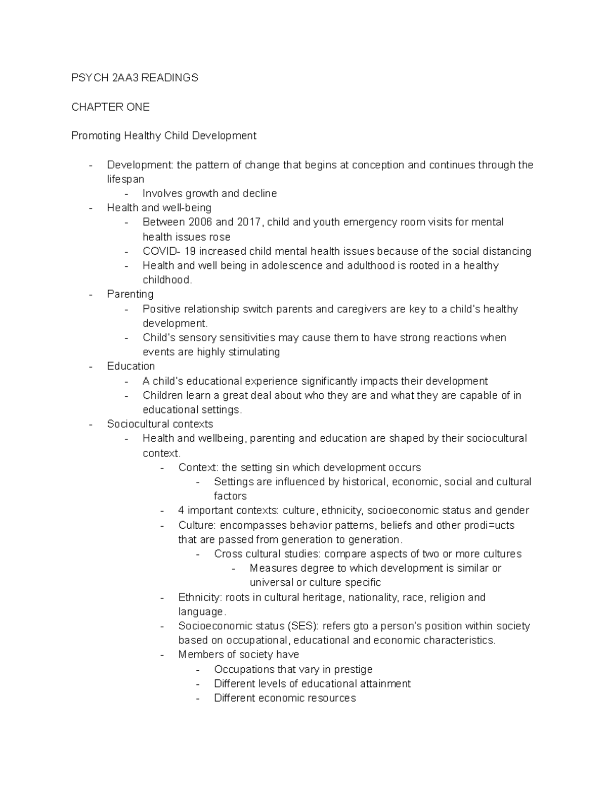 Psych 2AA3 - Comprehensive Notes on Chapters 1 to 3 Topics - Studocu