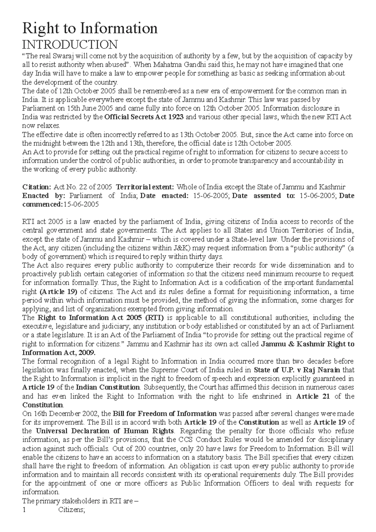 RTI Course Previous Exam Papers and Study Materials - Studocu