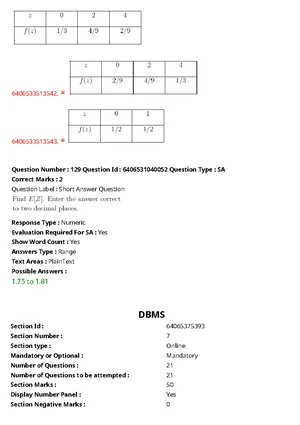 DBMS End Term Exam Questions - May 2024 (Section 2) - Studocu