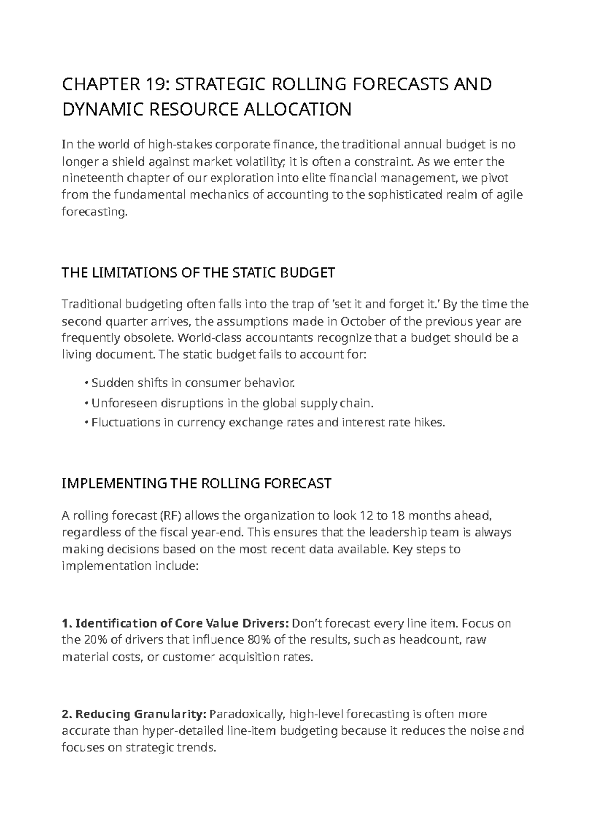 Budgeting and Forecast Analysis: Chapter 19 - Strategic Rolling ...