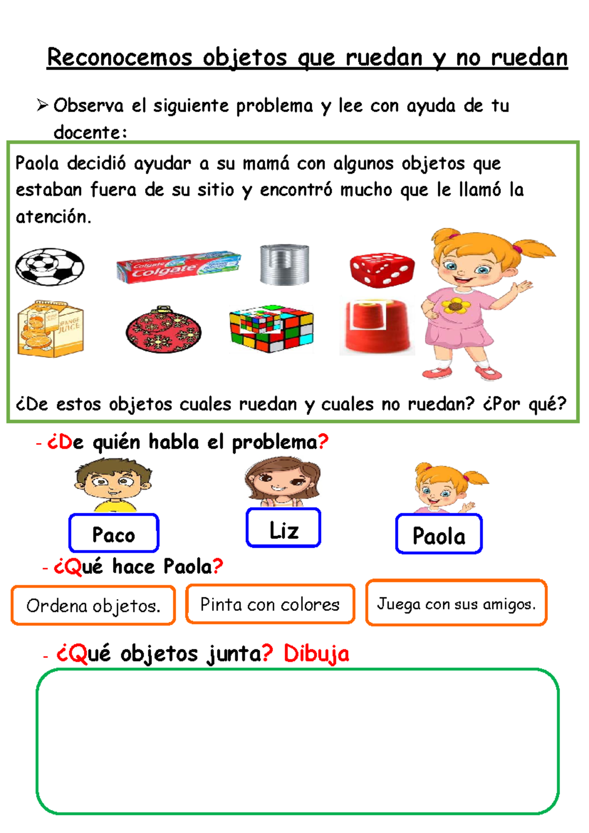 Ficha de Matemáticas: Objetos que Ruedan y No Ruedan - Studocu