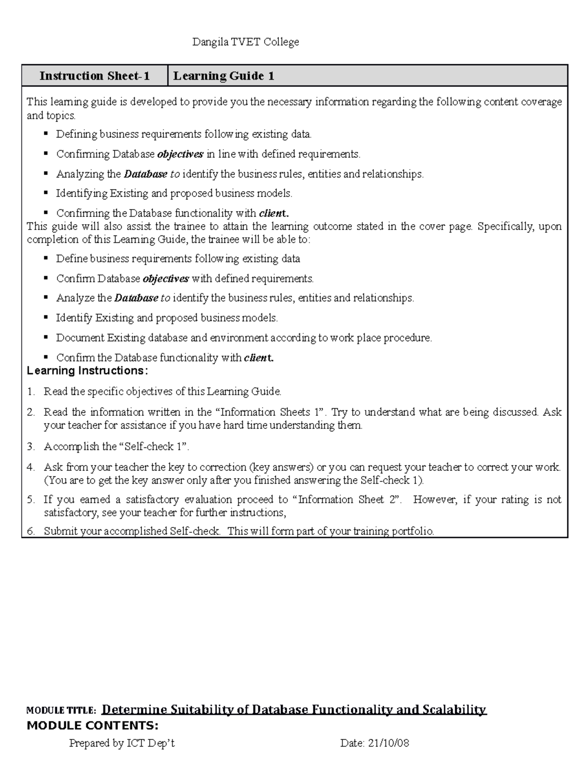 07 Learning Guide on Database Functionality & Scalability Assessment ...