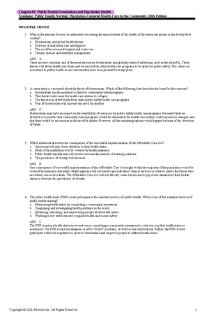 Community Exam 1 TB: Answers on Public Health Concepts - Studocu