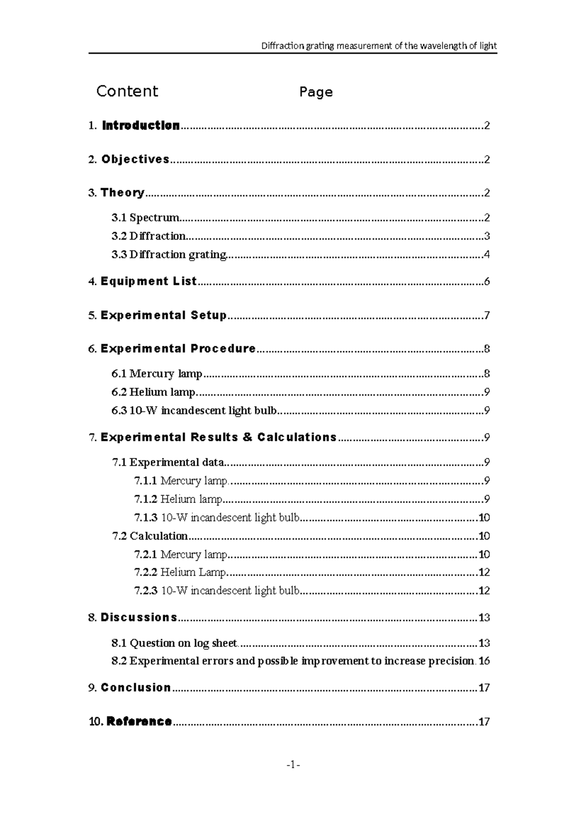 Diffraction Grating Wavelength Measurement Report - E3 - Studocu