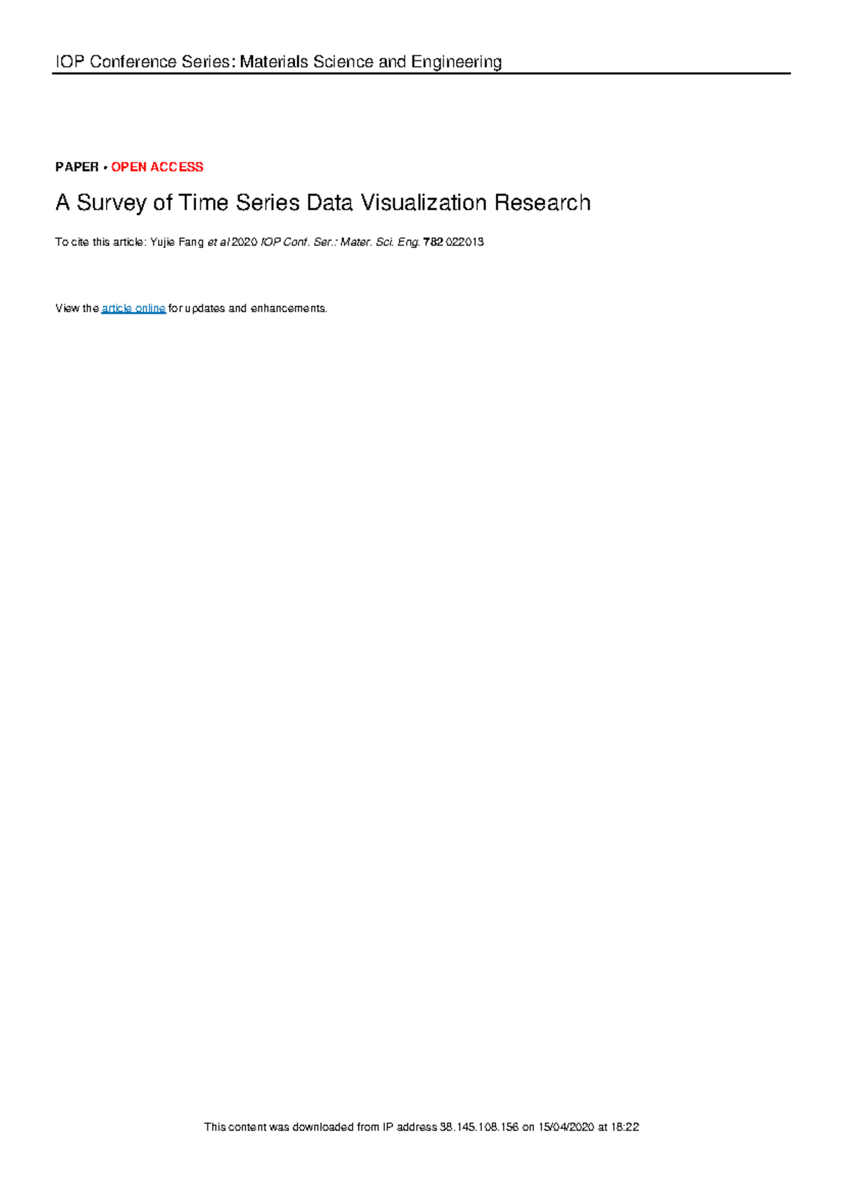 A Survey of Time Series Data Visualization Research - EMCEME 2019 - Studocu
