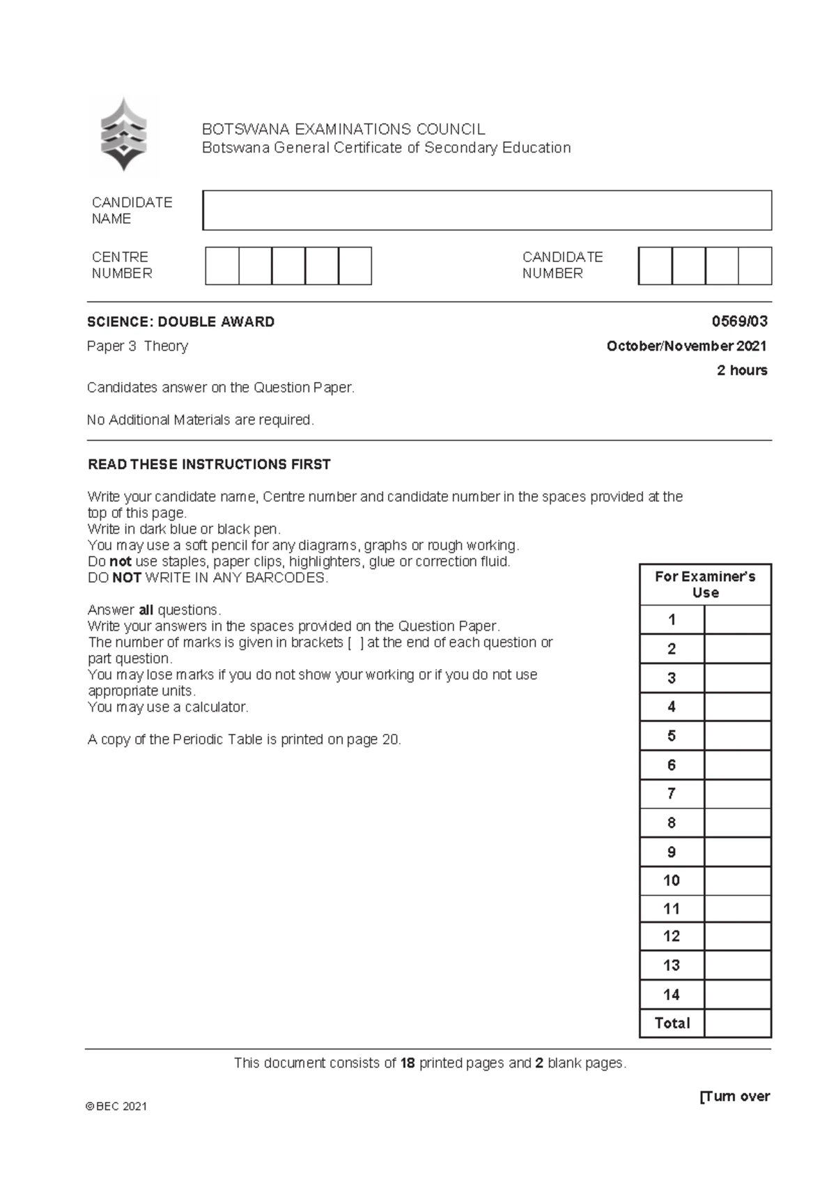 2021 BGCSE Science Double Award Exam Paper 4 - Studocu