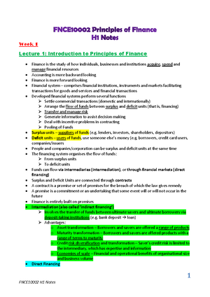 Mid Semester Exam Formula Sheet for Principles of Finance (2025) - Studocu