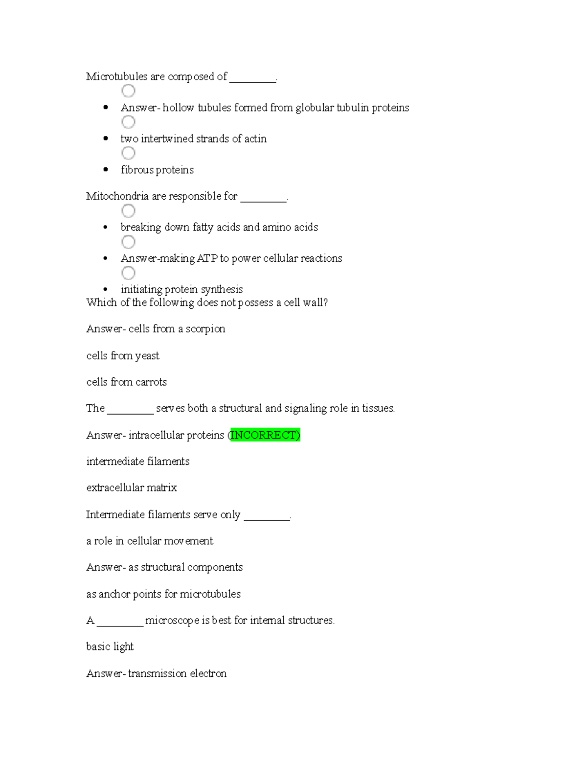 BIO 111 Chapter 4 Quiz Answers and Key Concepts - Studocu