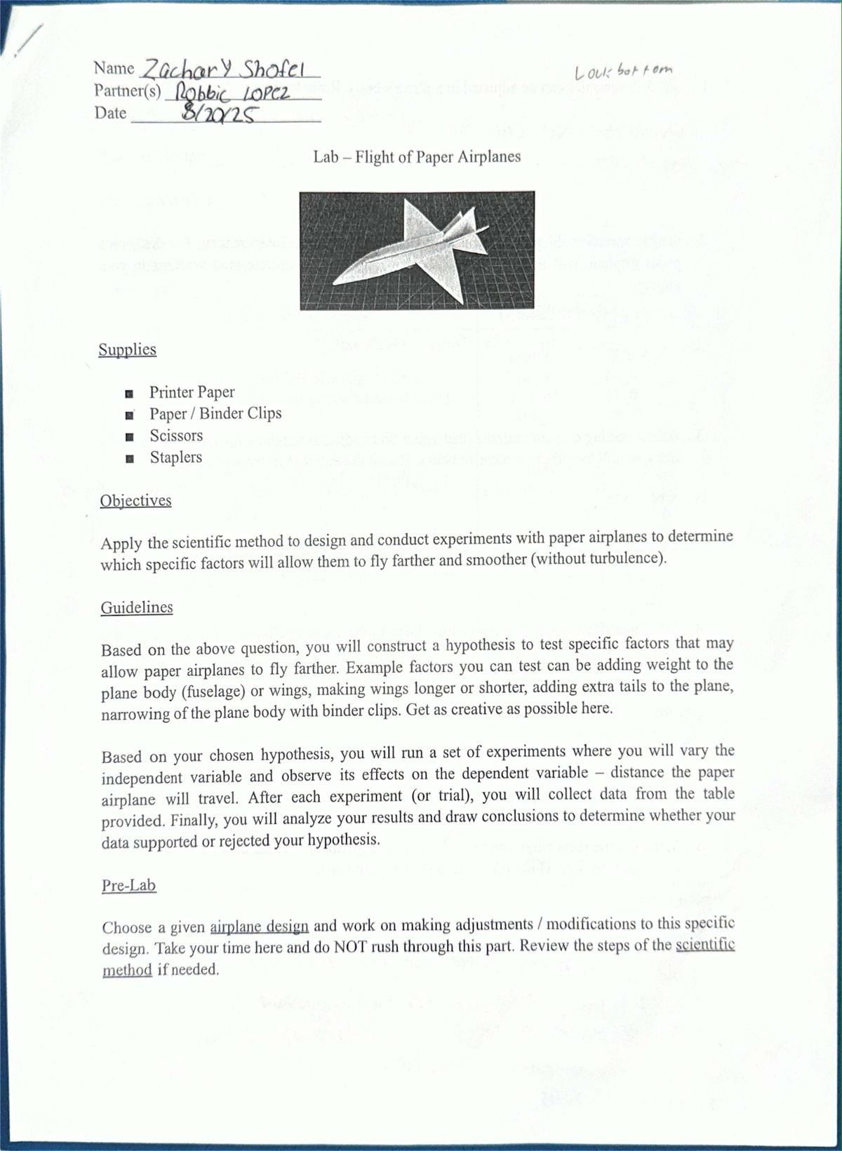 Lab Experiment: Testing Factors Affecting Paper Airplane Flight (ZC MJ ...