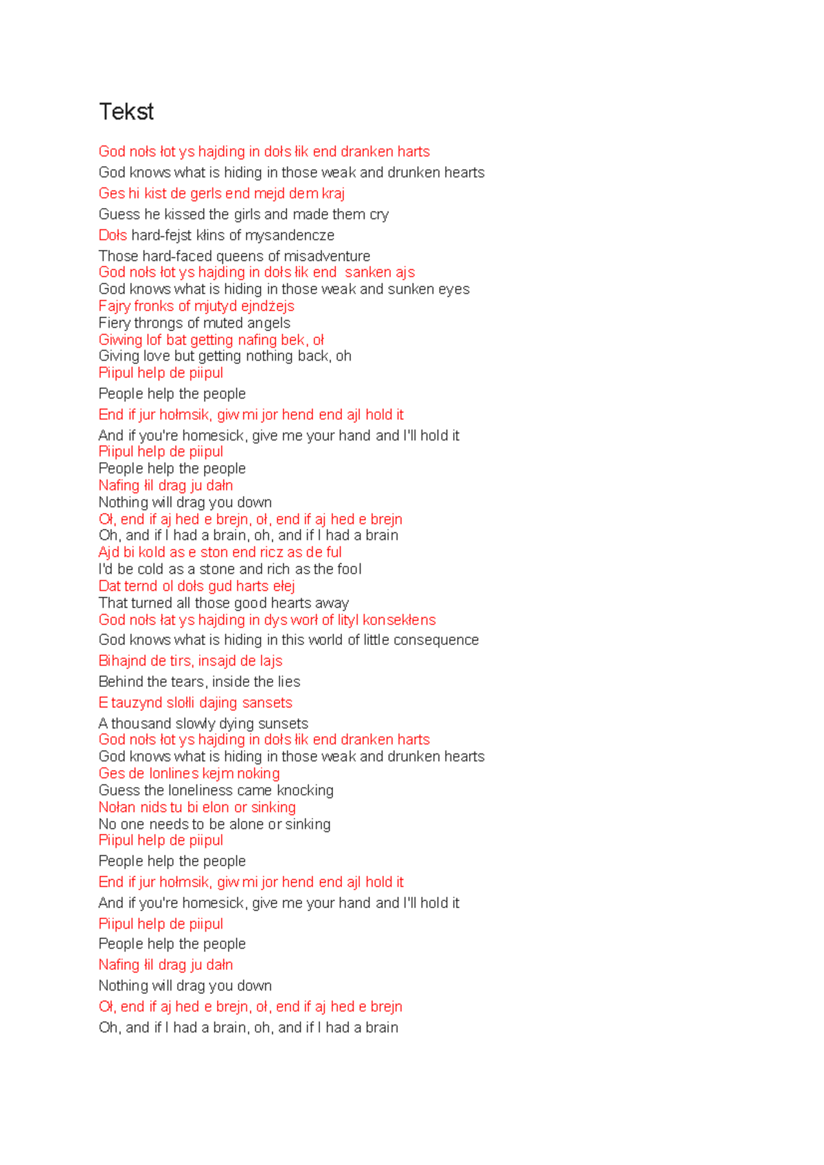 Tekst 1 - Analyzing Lyrics and Themes of 