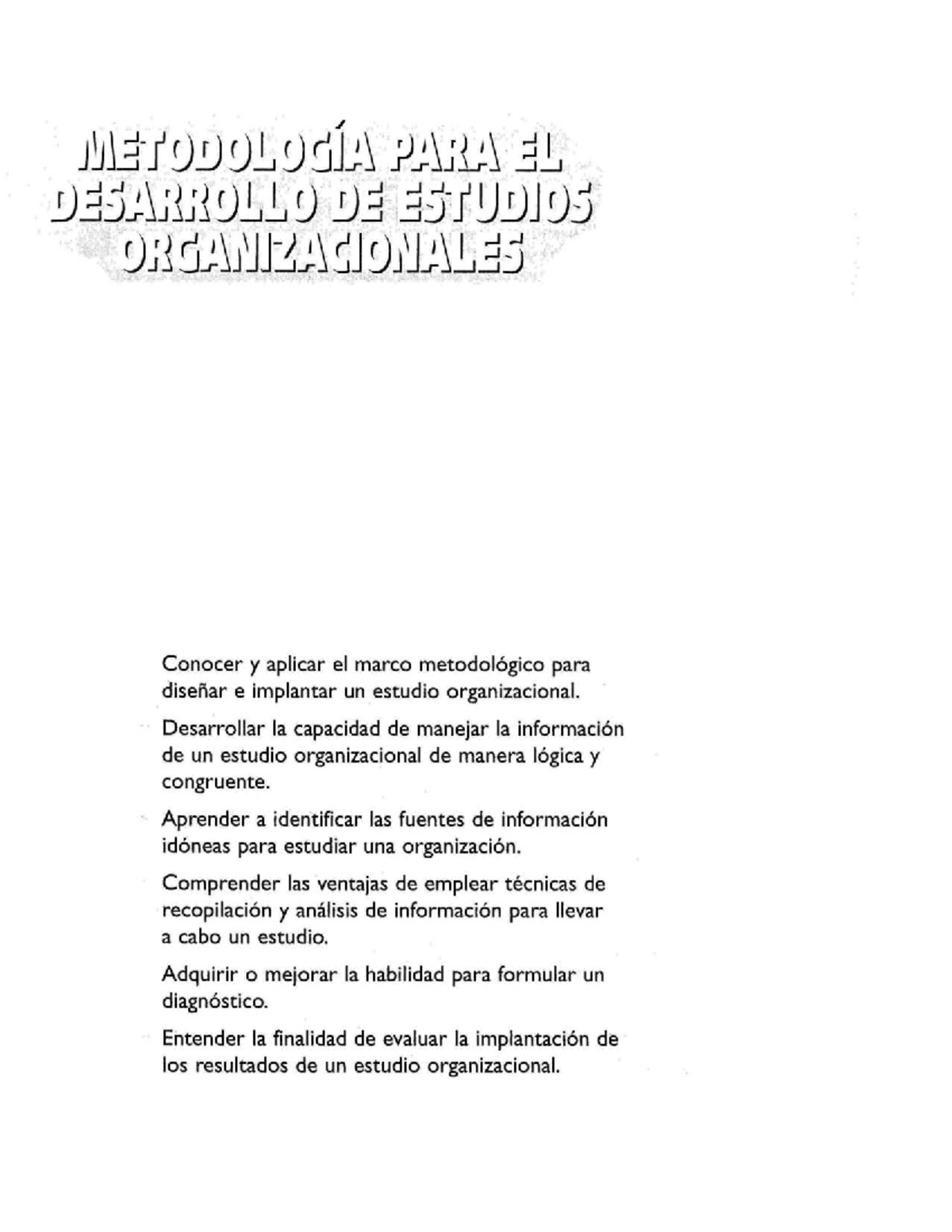 METODOLOGÍA PARA EL DESARROLLO DE ESTUDIOS ORGANIZACIONALES - PDF - Studocu