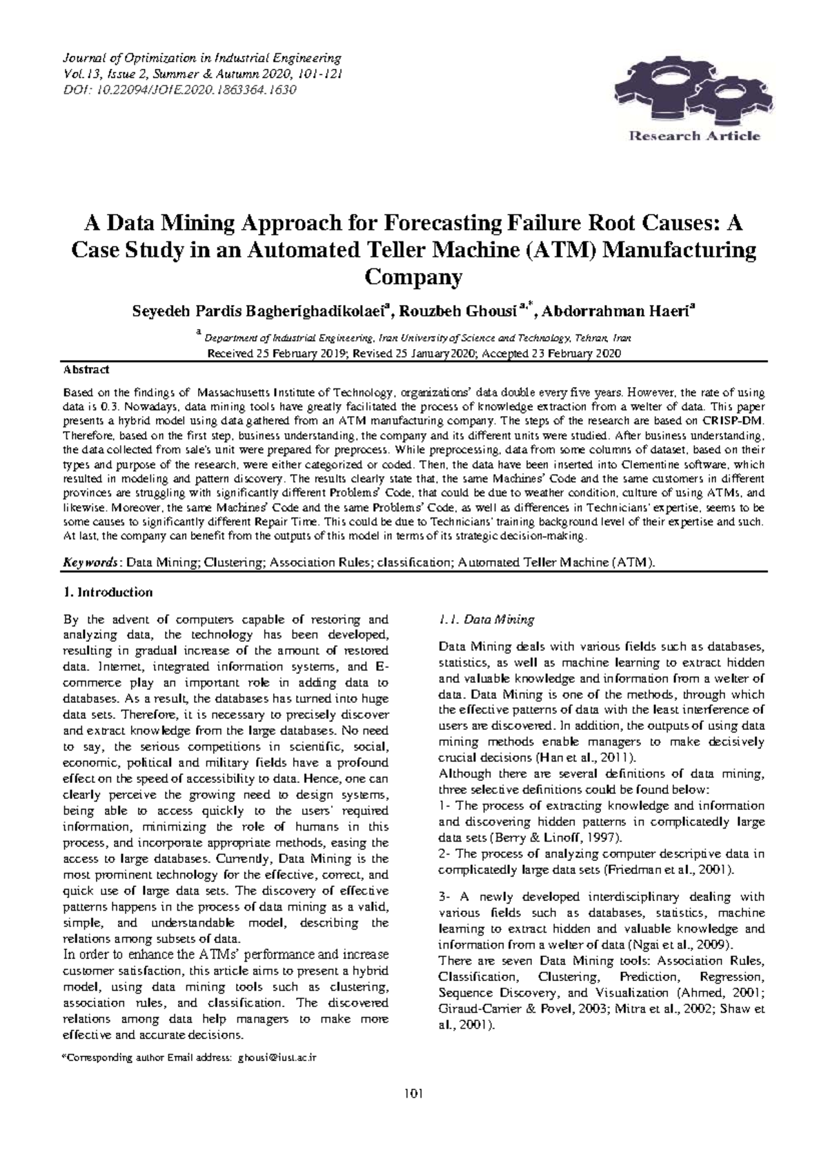 A Data Mining Approach for Analyzing ATM Failures: Case Study in IE ...