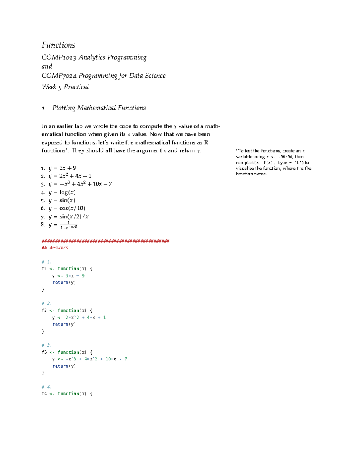 COMP1013 & COMP7024 Week 5 Practical: Plotting Functions in R - Studocu