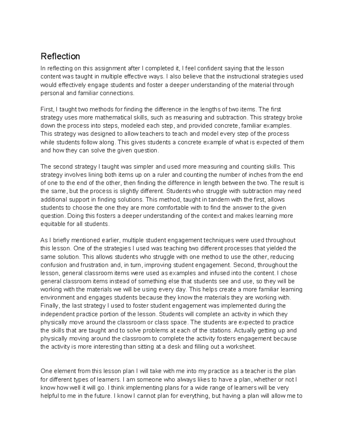 D701 Task 2 Reflection on Effective Teaching Strategies - Studocu