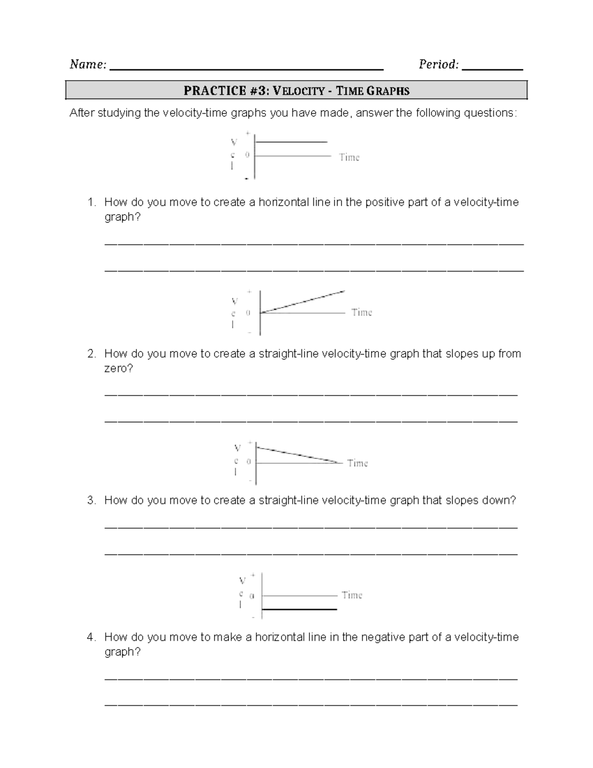 RTP Practice 3: Velocity-Time Graphs Exercises - Studocu