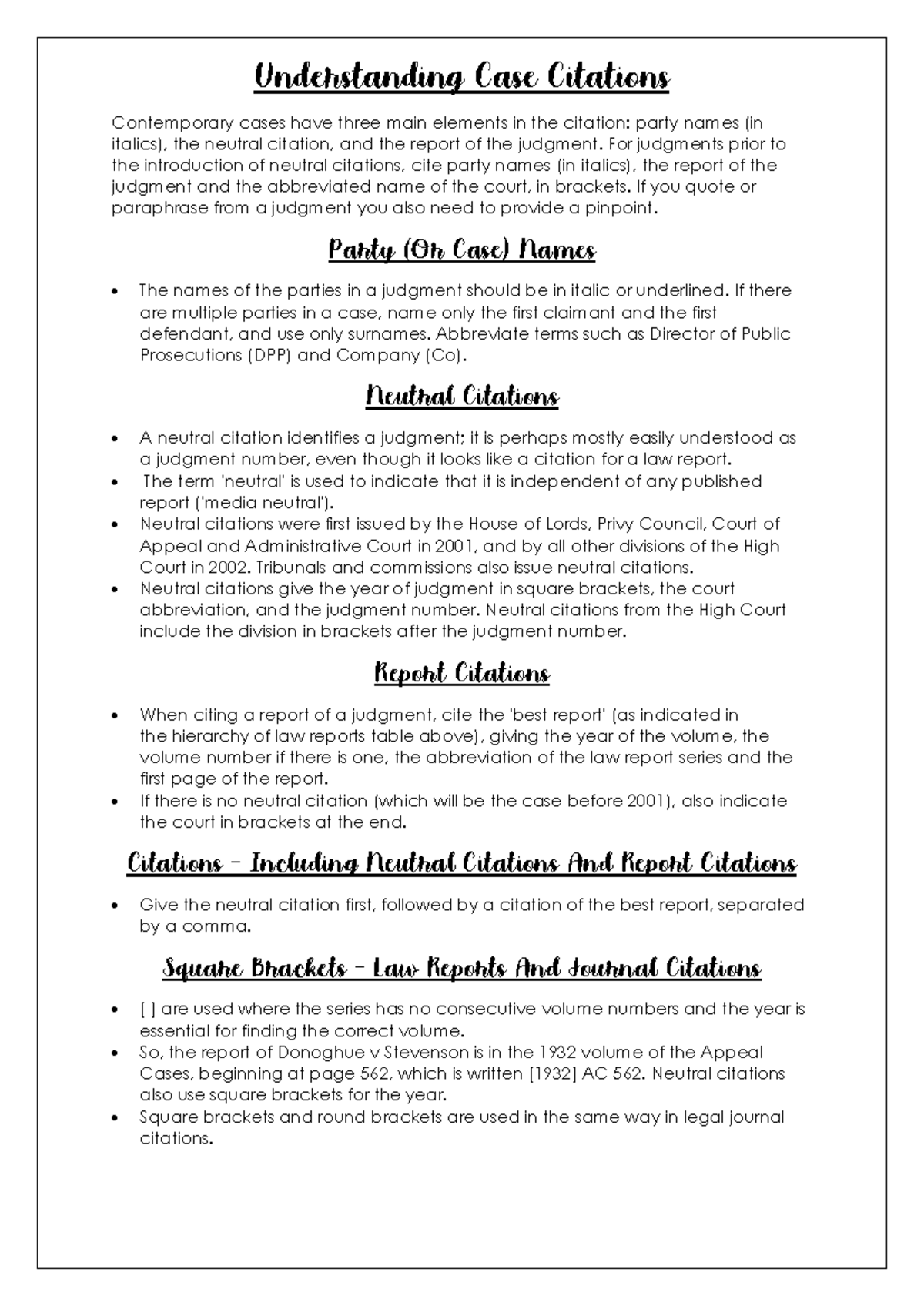 Understanding Citations in Legal Documents: A Comprehensive Guide - Studocu
