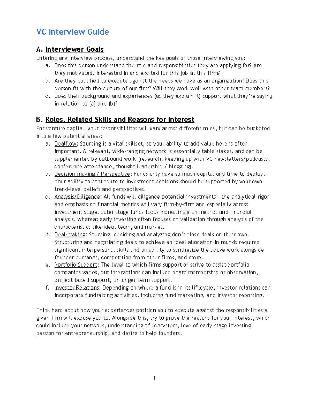 VC Interview Guide: Strategies to Break Into Venture Capital - Studocu
