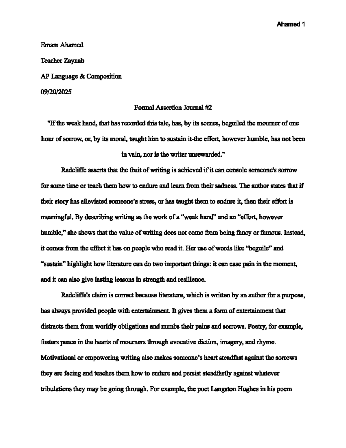 AP Language Composition Faj 2 - Formal Assertion Journal on Writing's ...