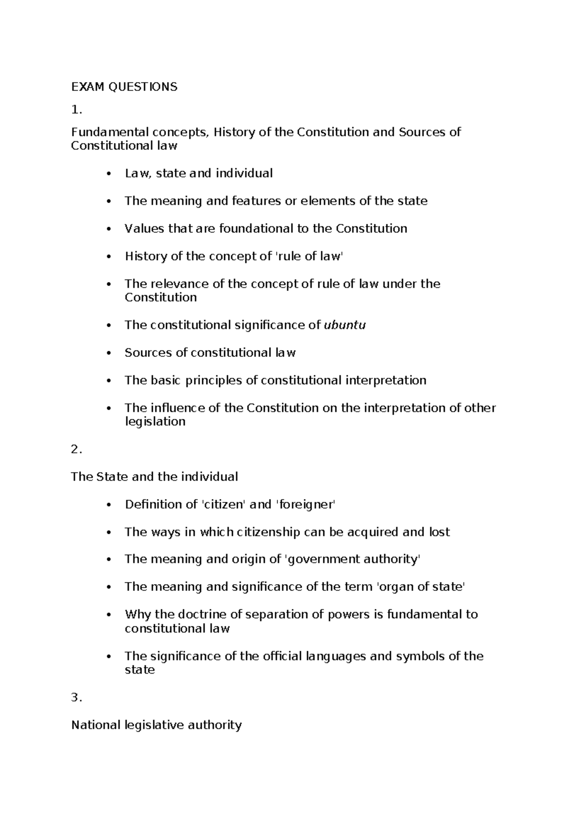 Constitutional Law Exam Questions: Key Concepts & Principles - Studocu